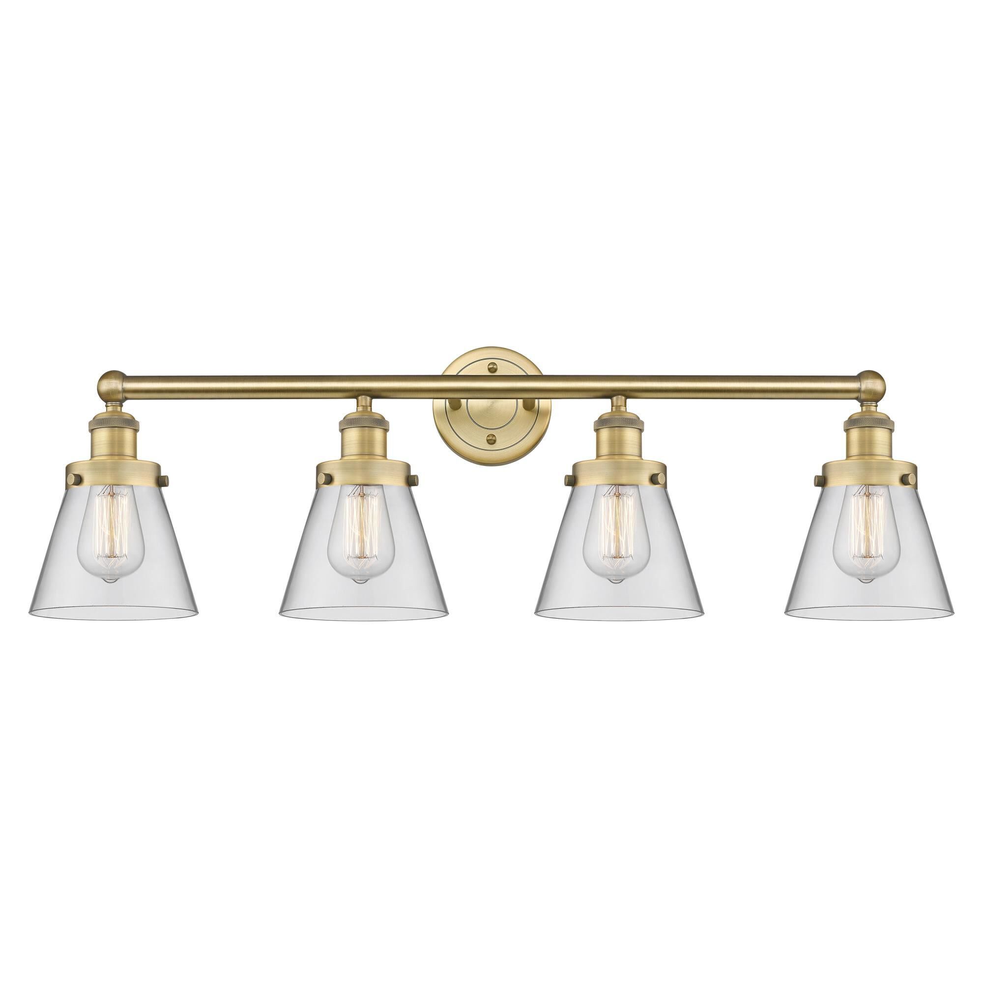 Shown in Brushed Brass finish and Clear glass
