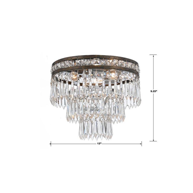 Mercer 12 Inch 3 Light Flush Mount by Crystorama