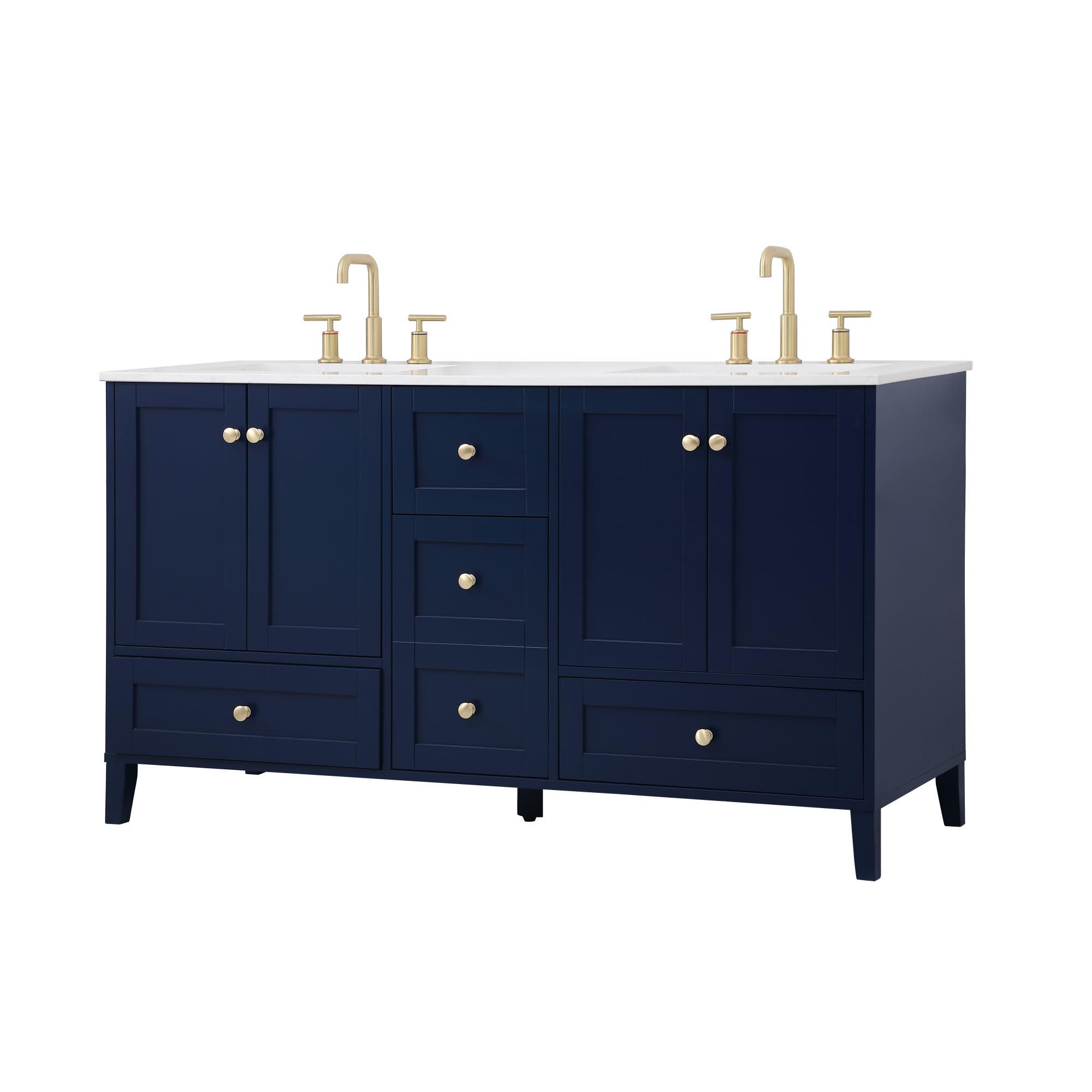 Shown in Blue And Gold With Calacatta Quartz finish