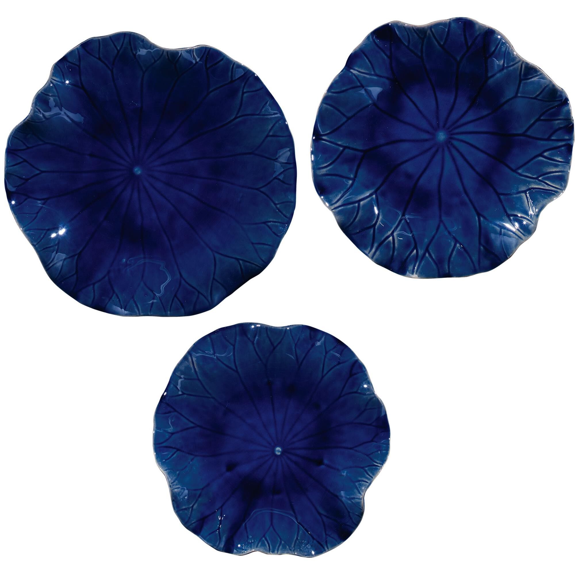 Uttermost Abella Blue Ceramic Wall Decor, S/3 Alternative Wall Art by Uttermost