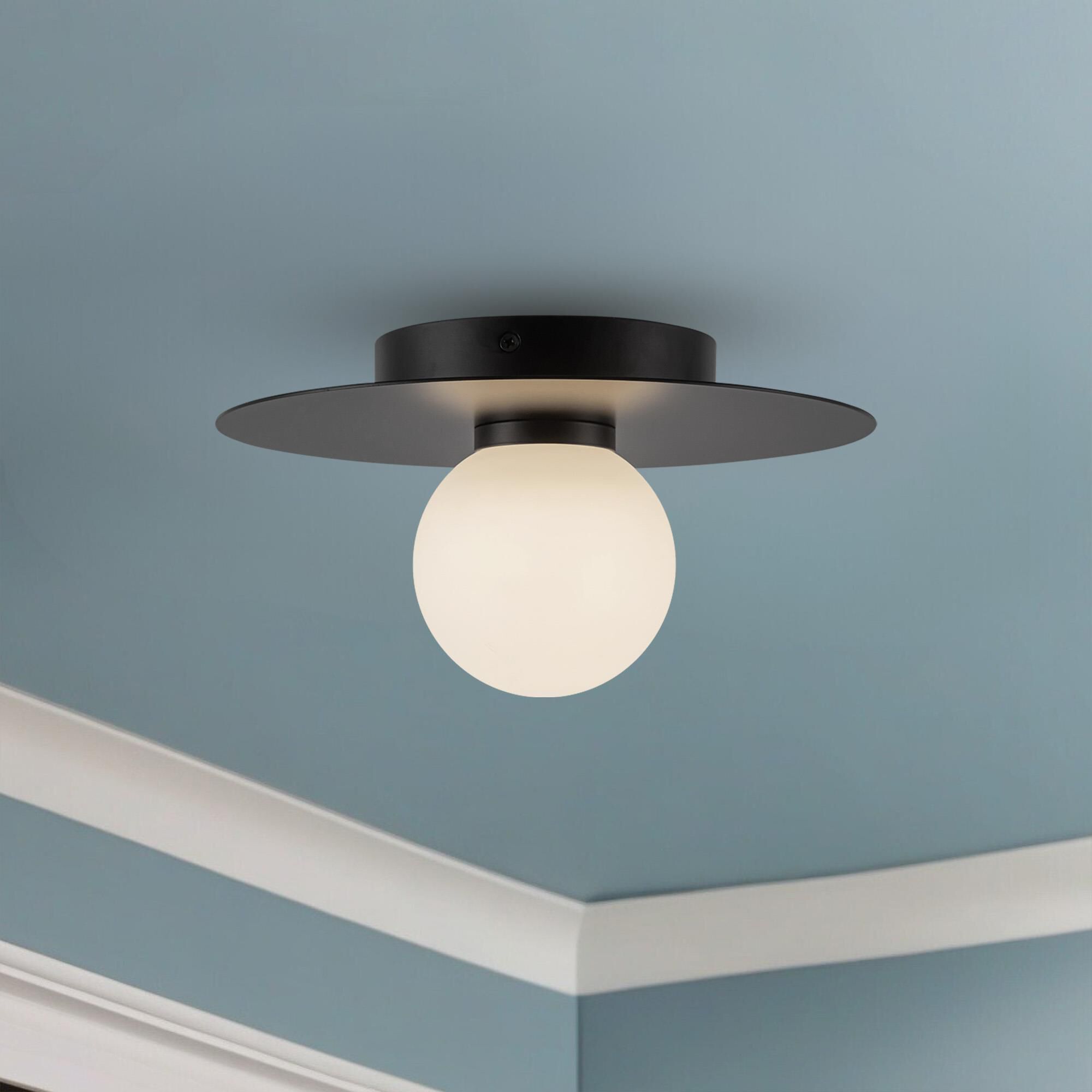 Shown in Black finish and Opal glass