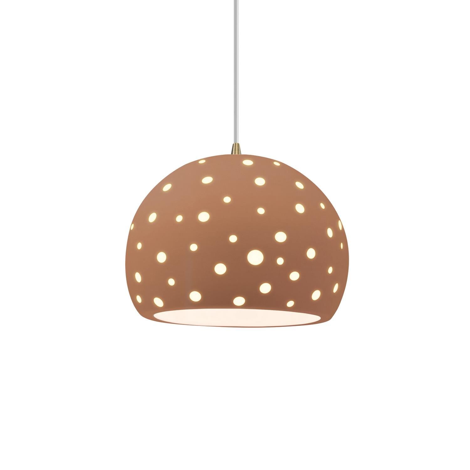 Shown in Antique Brass finish and Adobe shade