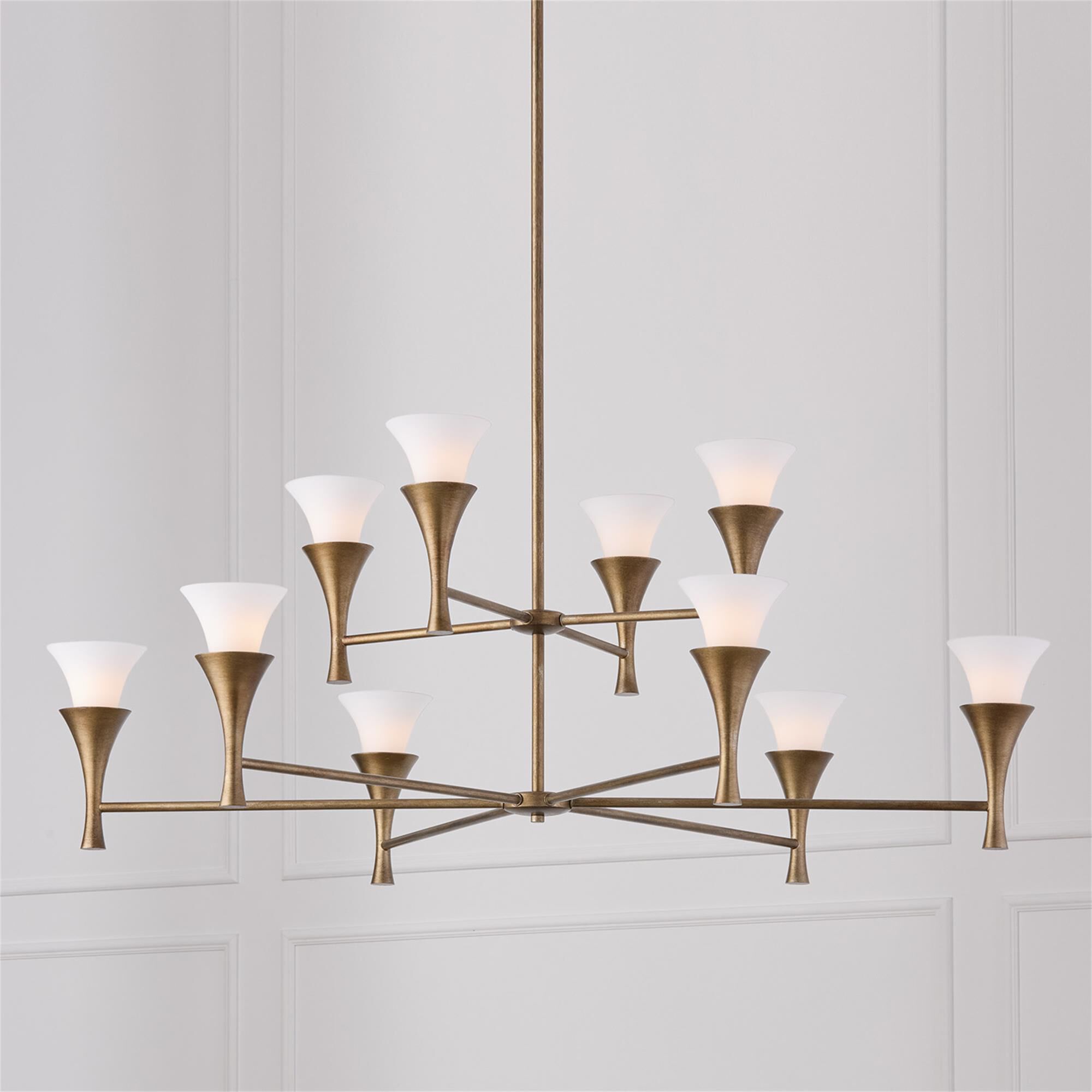 Shown in Mystic Luster finish and Soft White glass