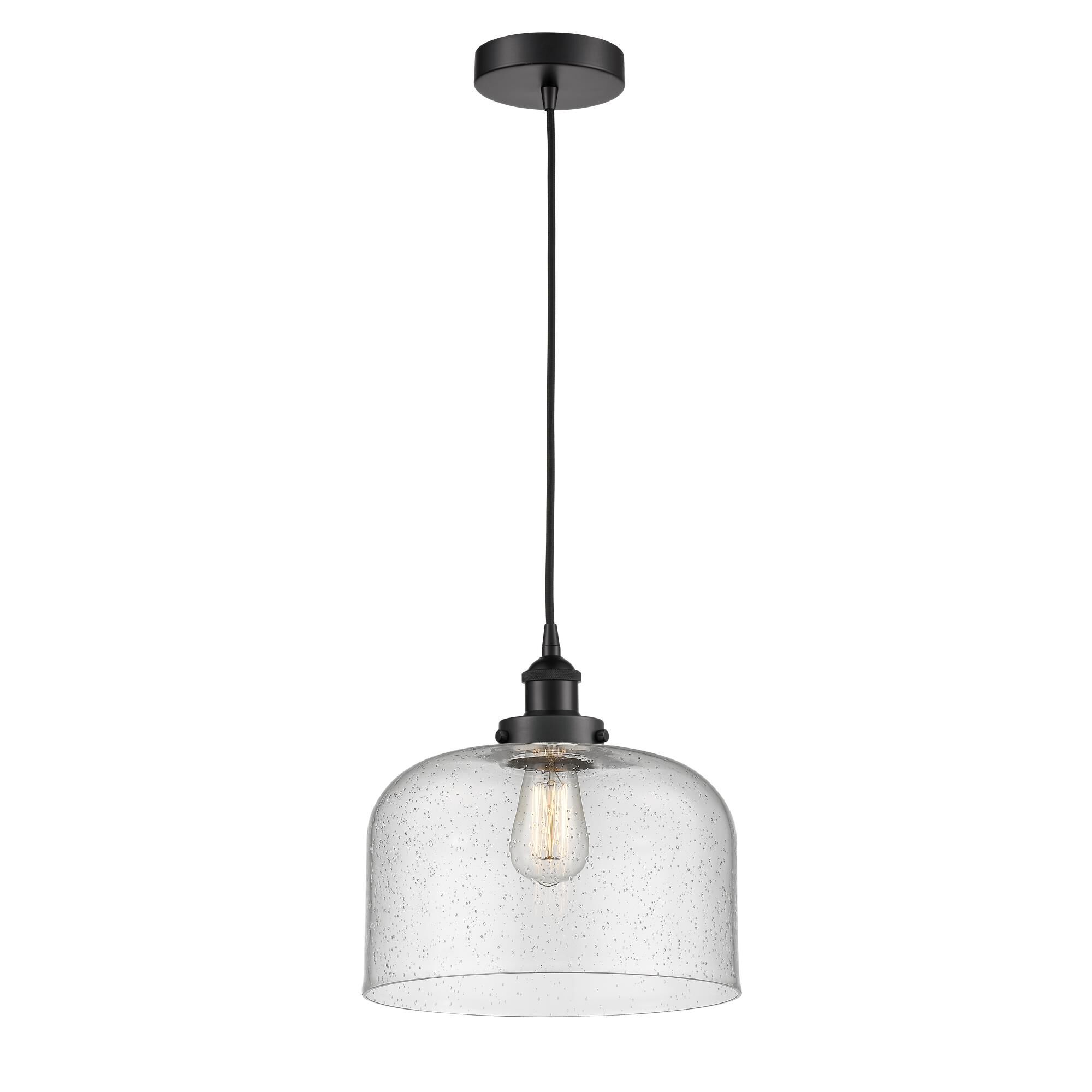 Shown in Matte Black finish and Seedy X-Large Bell glass