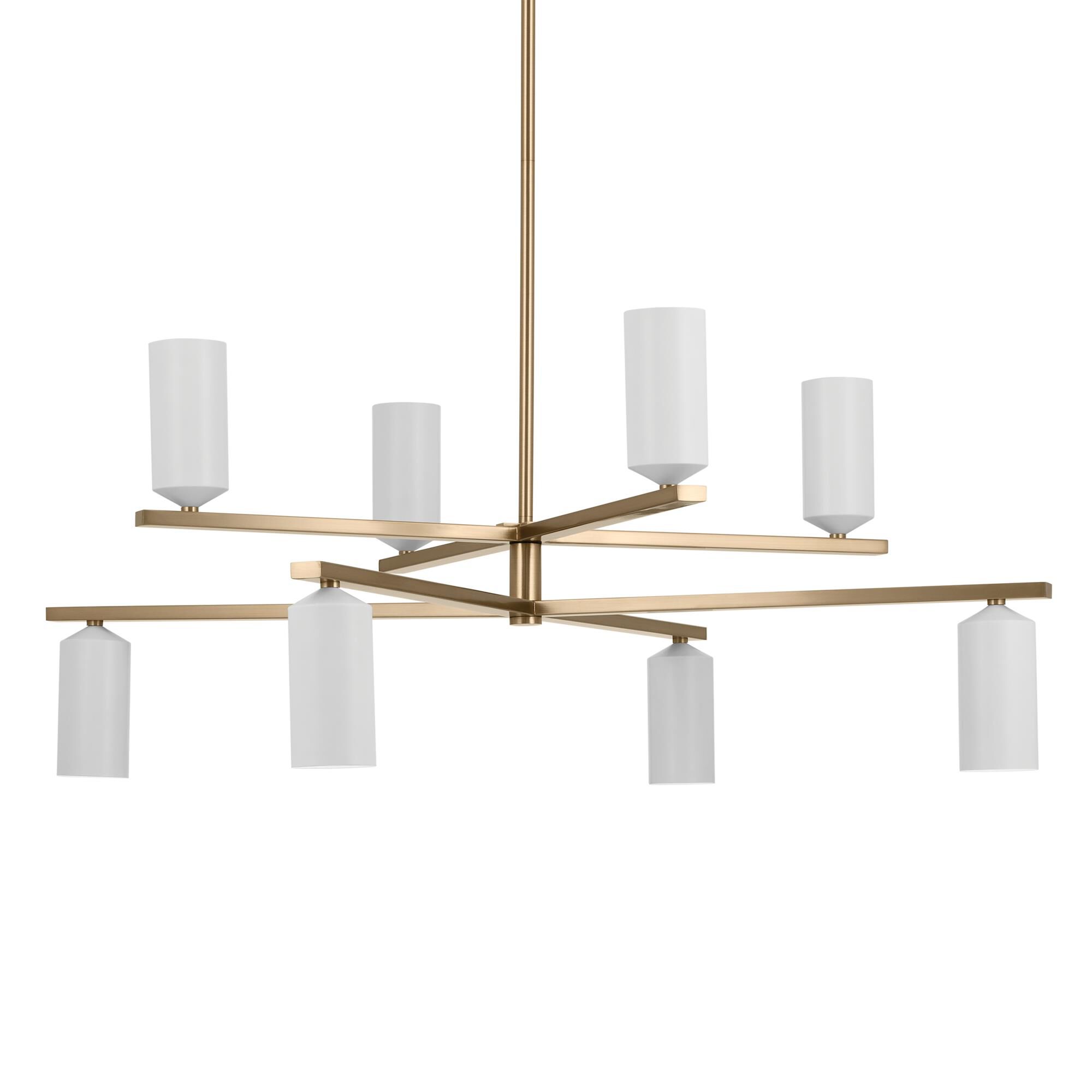 Shown in Champagne Bronze with White finish and Metal and Cylinder shade