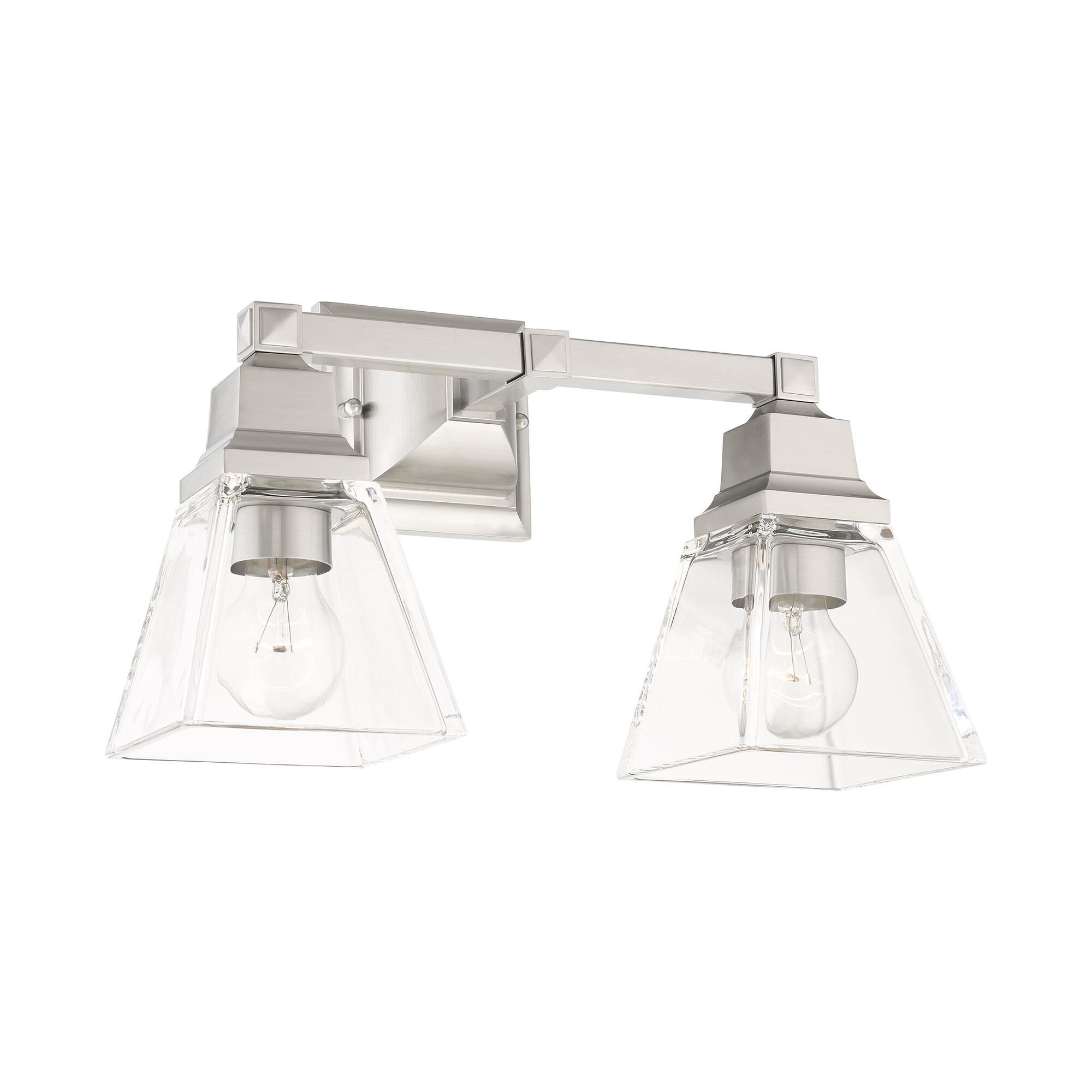Shown in Brushed Nickel finish and Clear glass and Clear Glass shade