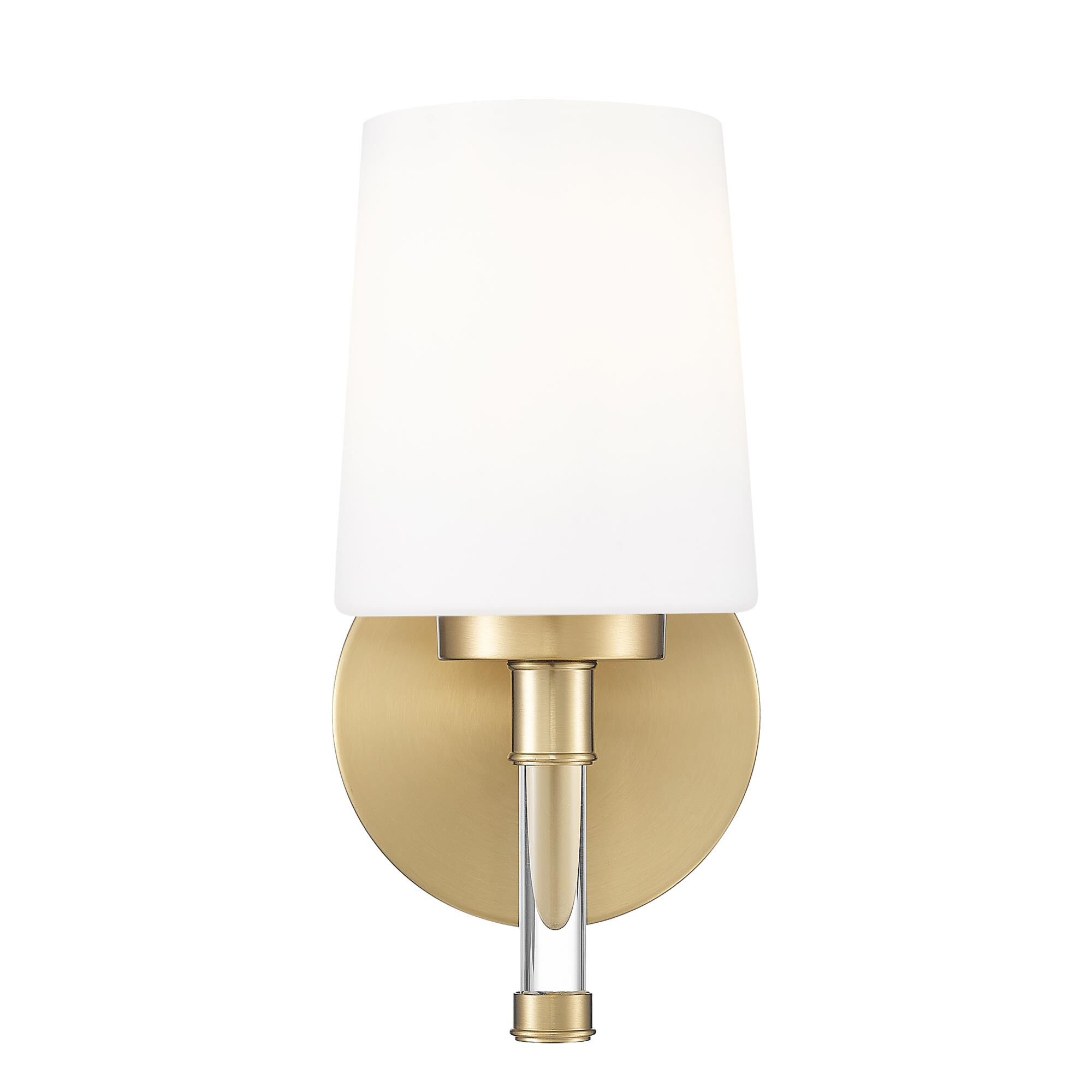 Shown in Modern Gold finish and White Opal glass