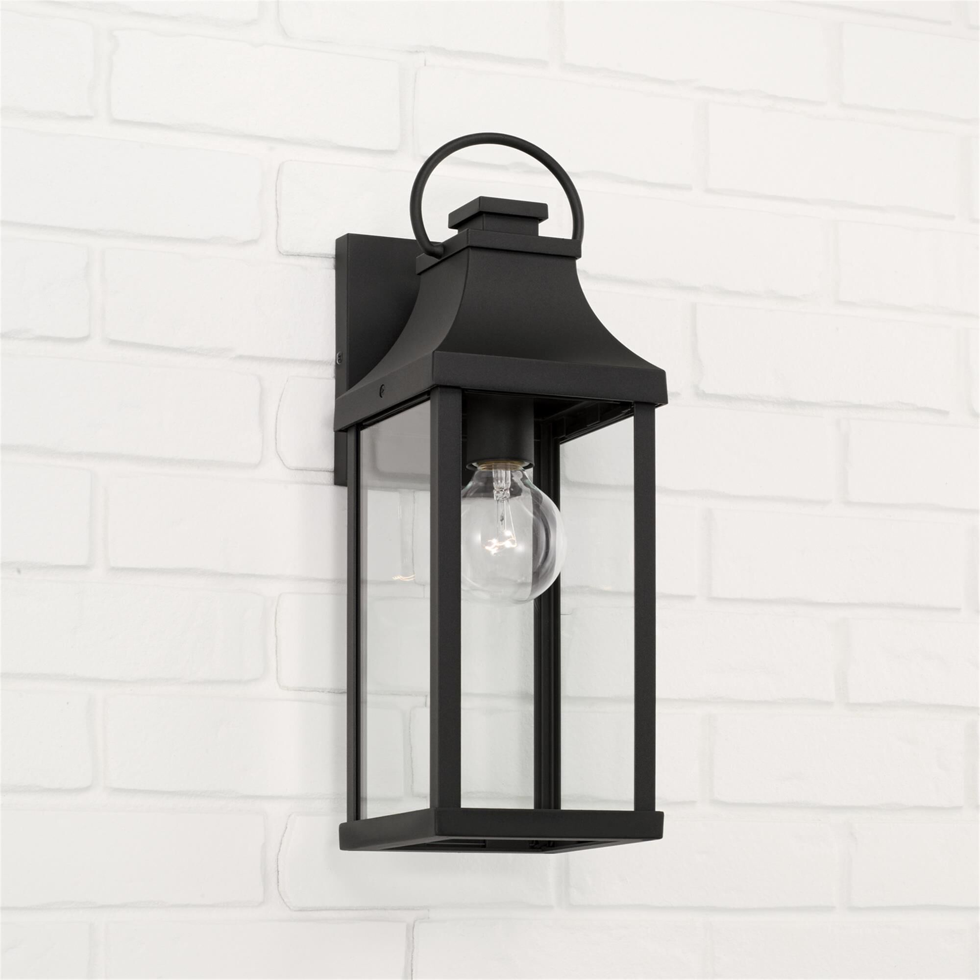 Shown in Black finish and Clear glass