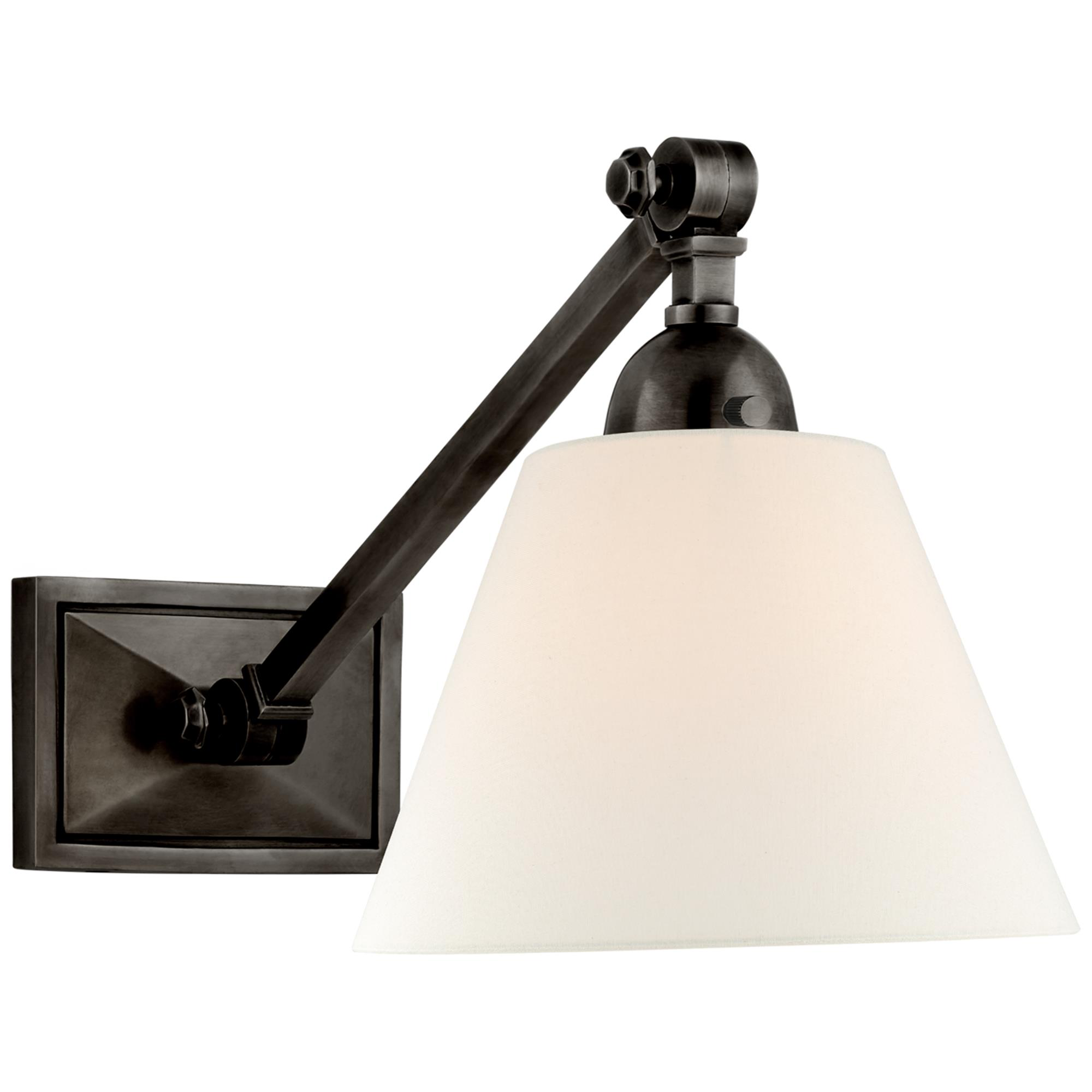 Shown in Gun Metal finish and Linen shade
