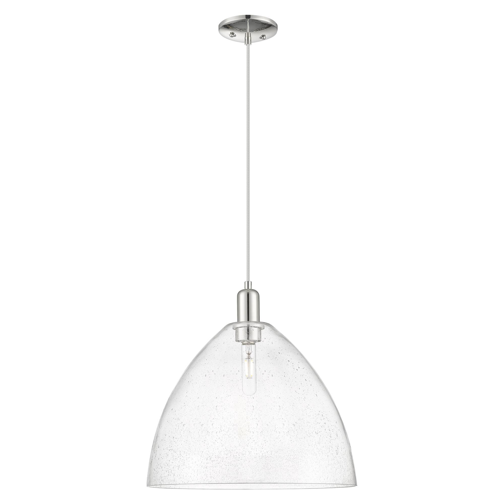 Shown in Polished Nickel finish and Seedy glass