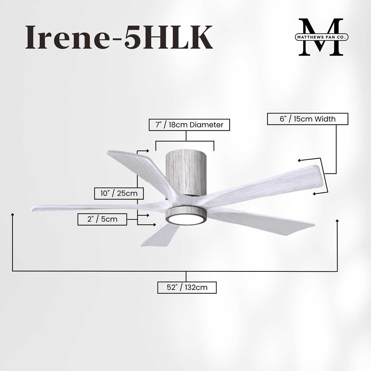 Irene 52 Inch Flush Mount Fan with Light Kit by Matthews Fan Company