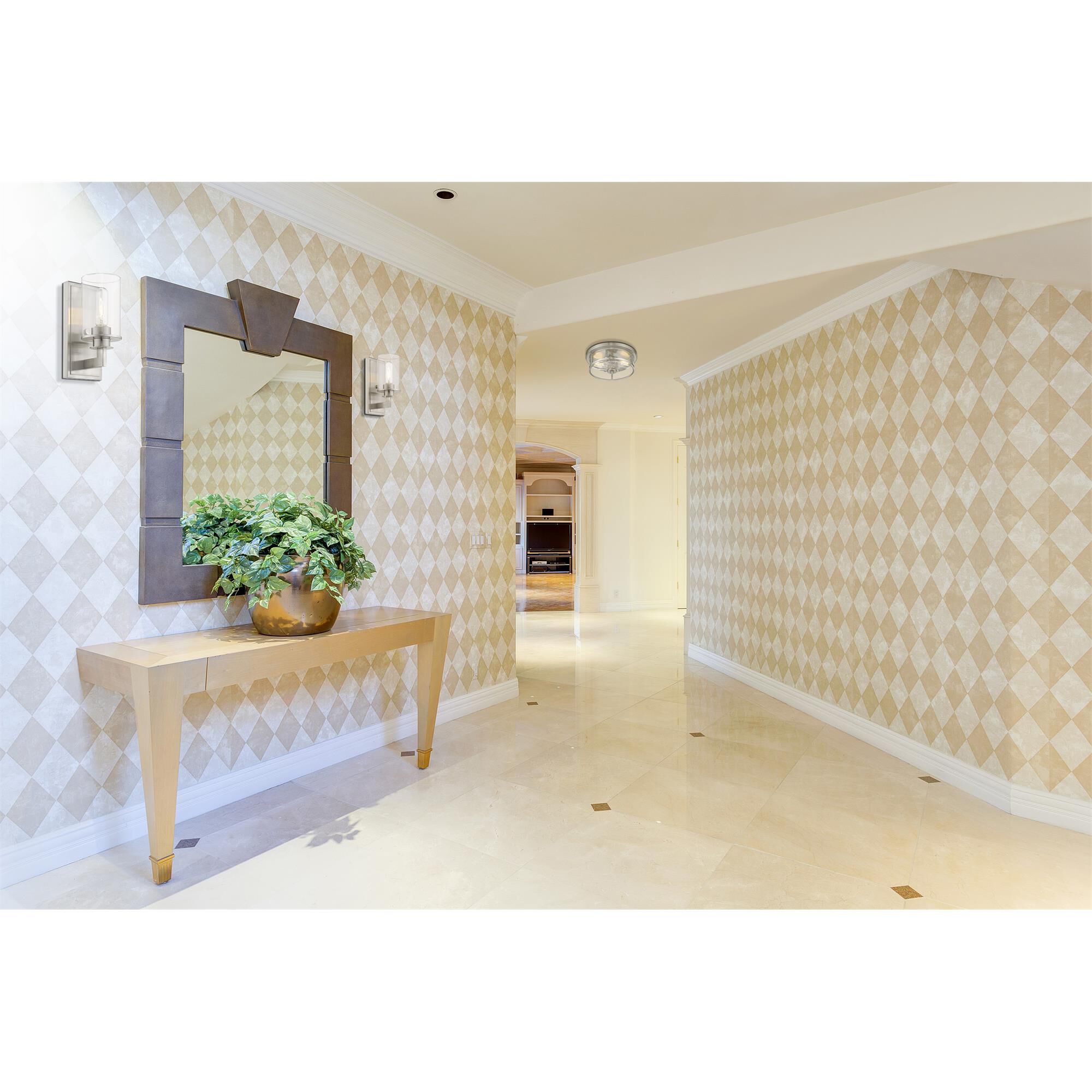 Shown in Brushed Nickel finish and Glass shade