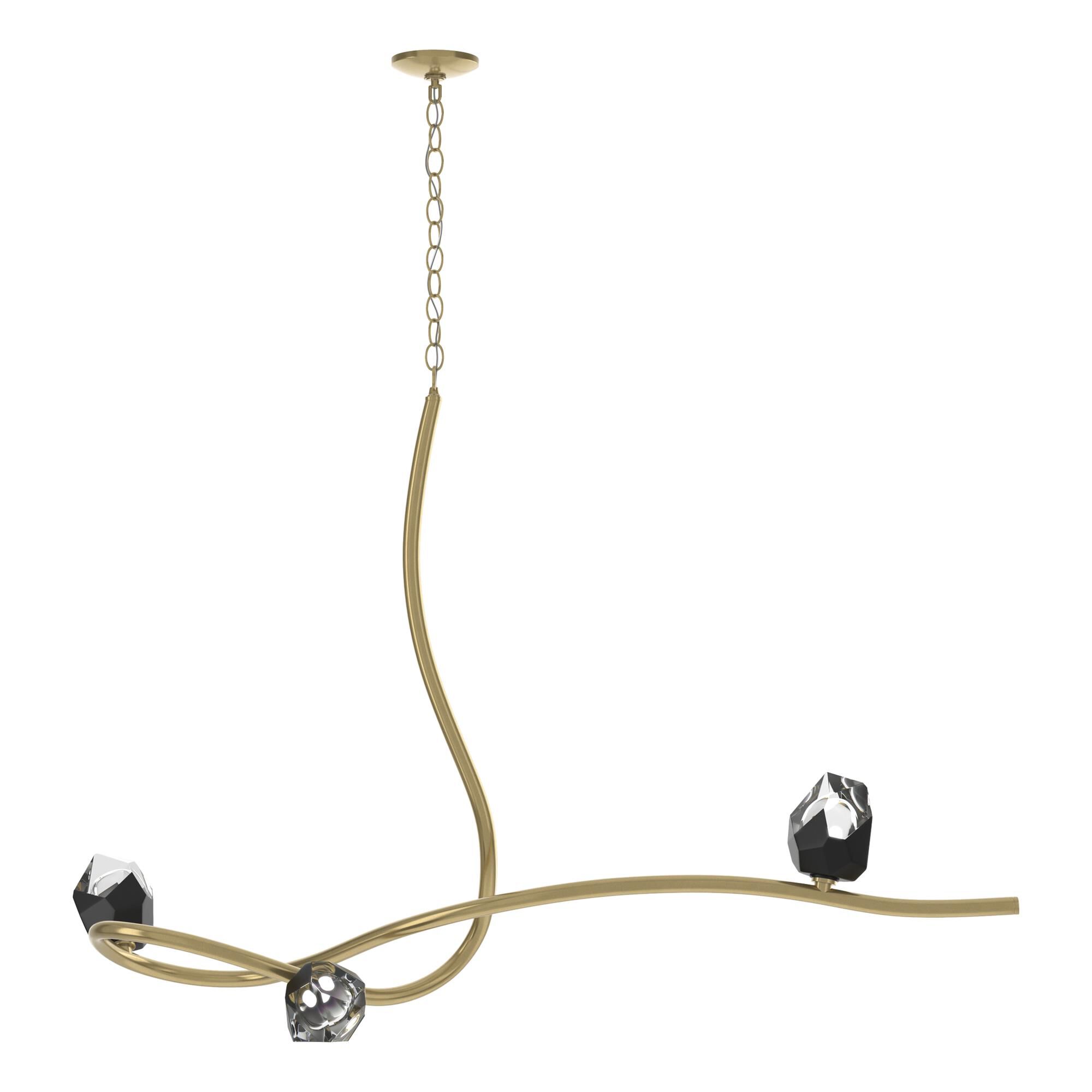 Shown in Modern Brass finish and Black Crystal glass