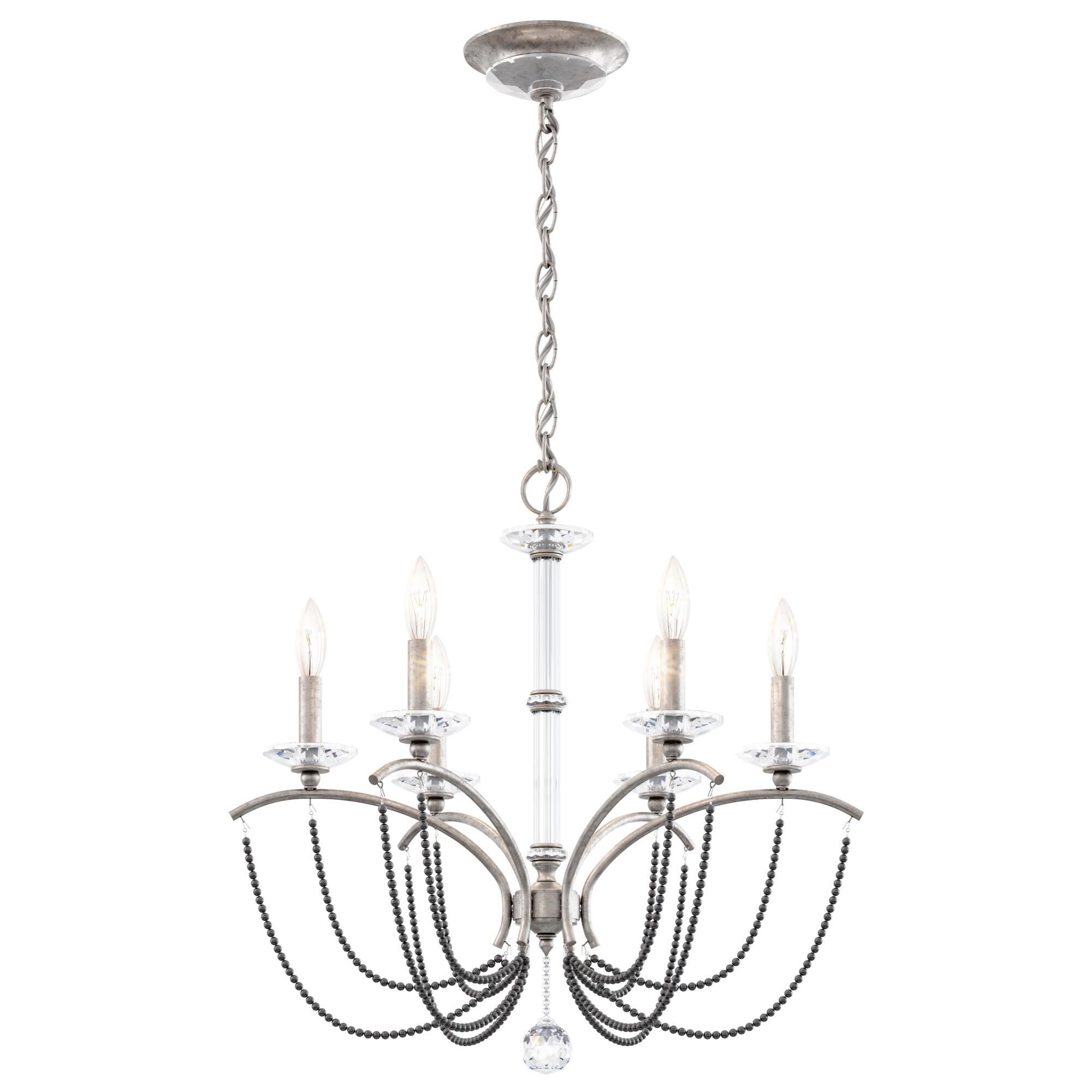 Shown in Antique Silver finish and Dark Grey Pearl crystal