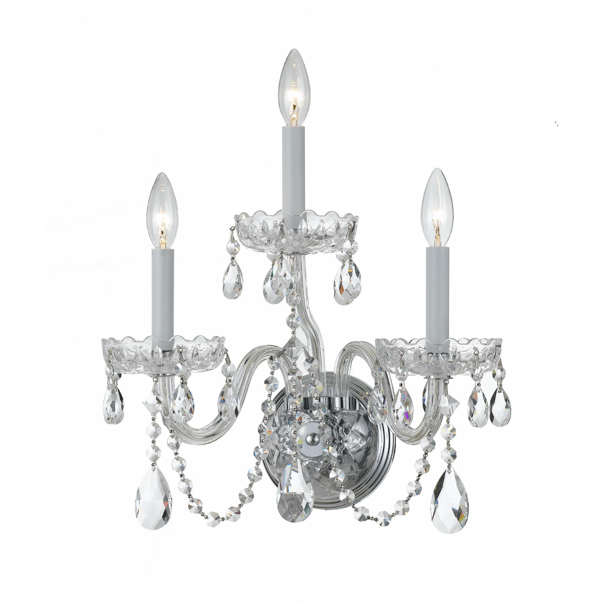 Shown in Polished Chrome finish and Clear Hand Cut crystal