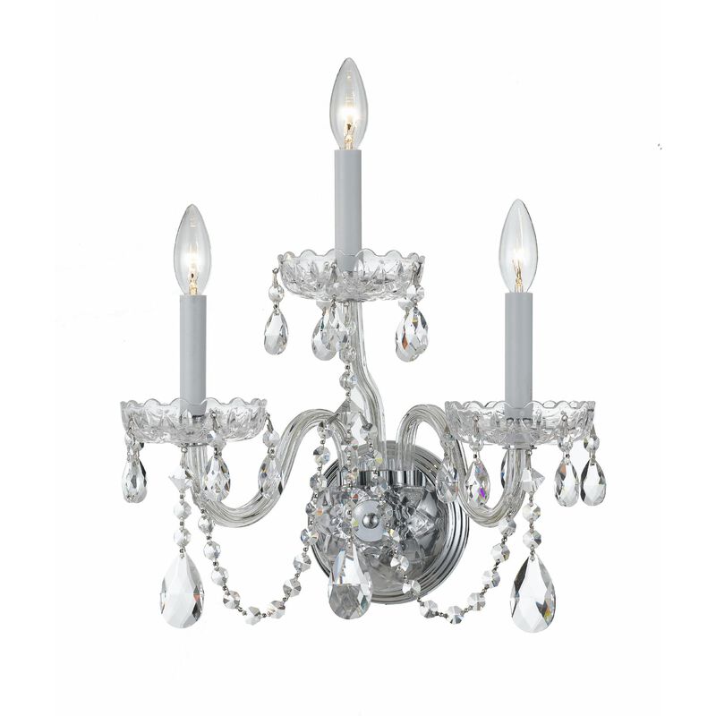 Traditional Crystal 16 Inch 3 Light Wall Sconce by Crystorama