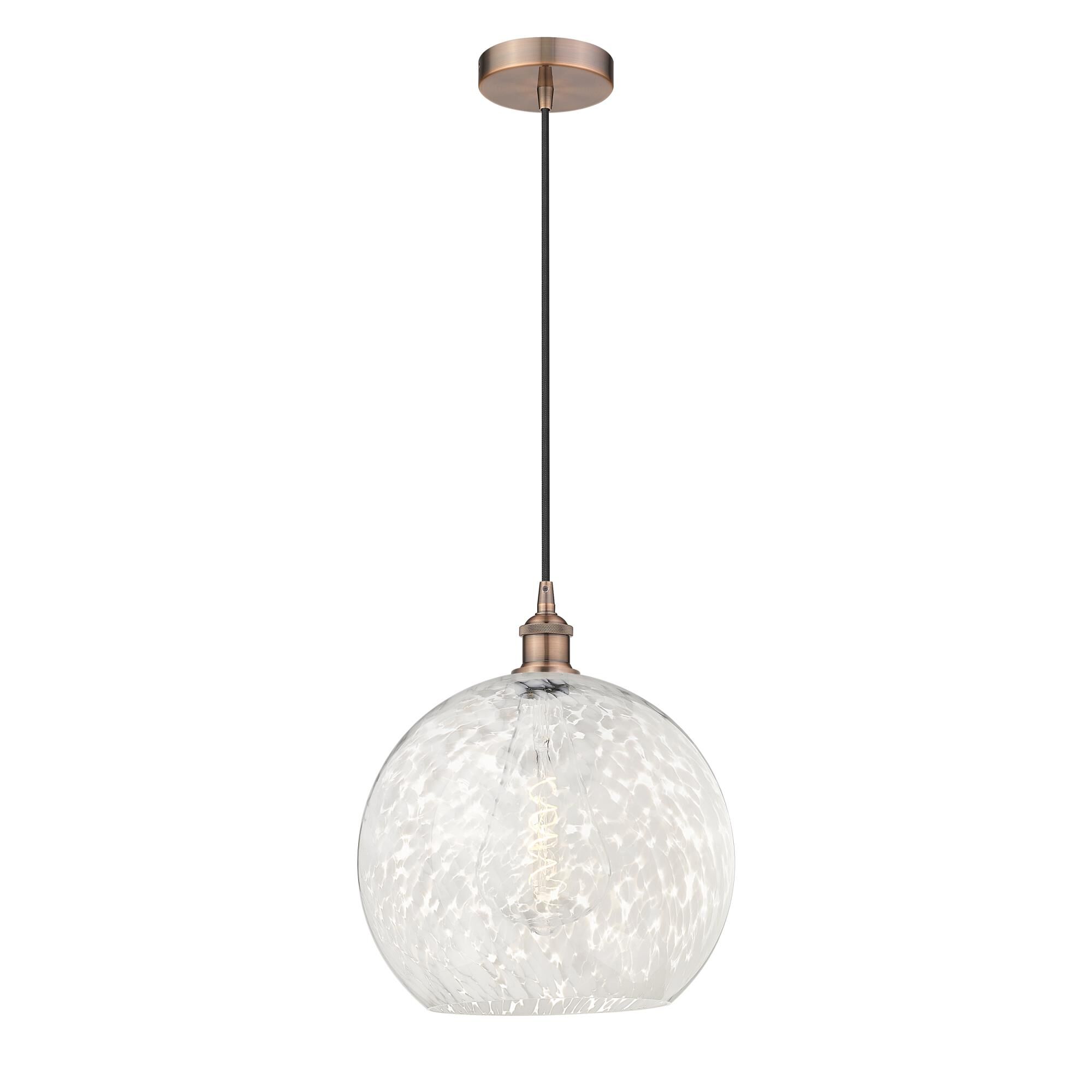 Shown in Antique Copper finish and White Mouchette glass