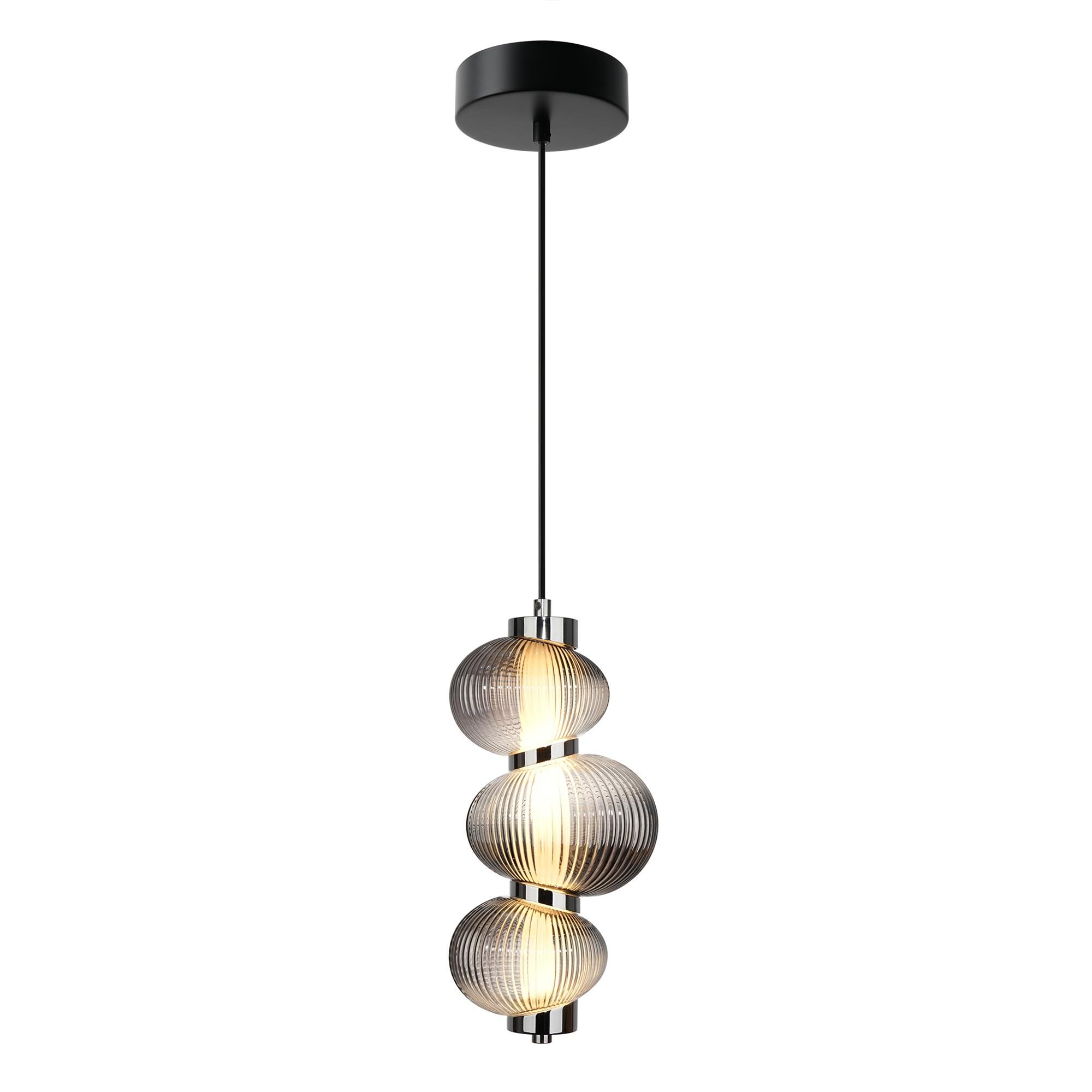 Shown in Chrome finish and Ribbed Smoke Ombre glass