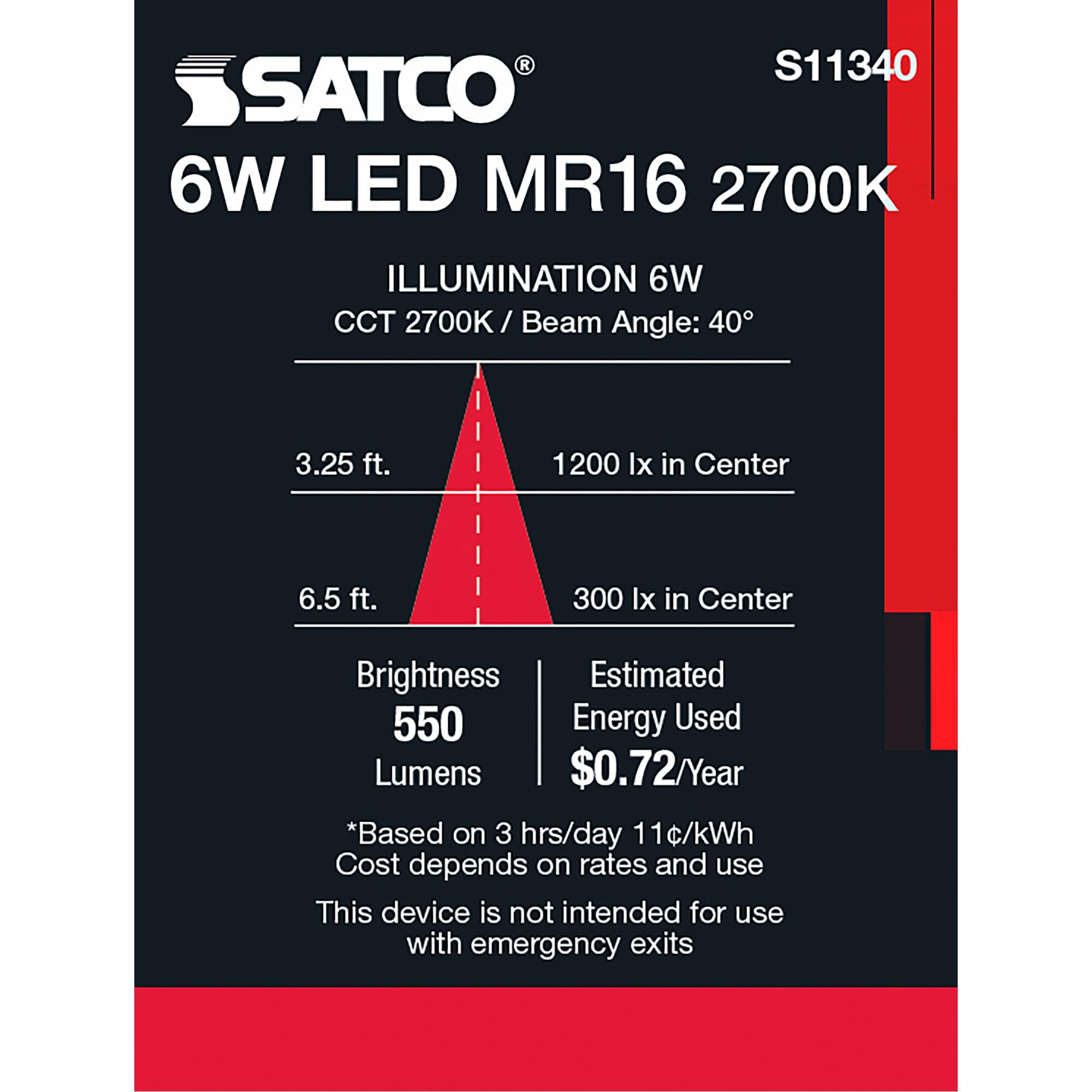 Dimmable 6 Watt 2700K MR16 LED Light Bulb by Satco