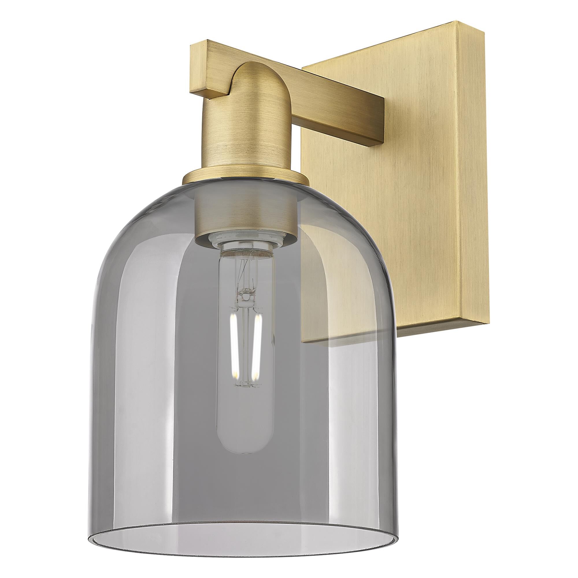 Shown in Brushed Brass finish and Light Smoke glass