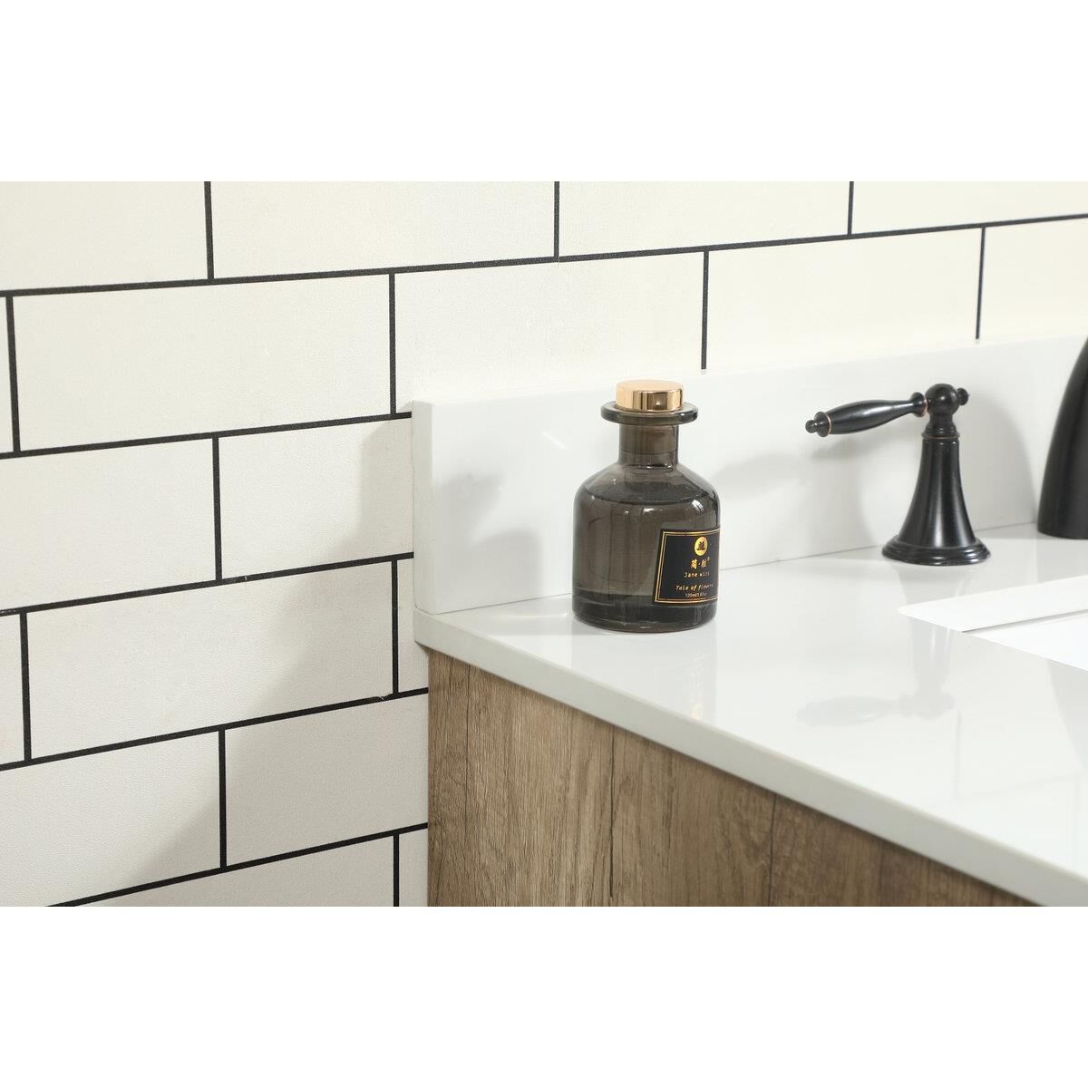 Shown in Natural Oak finish and With Backsplash accent