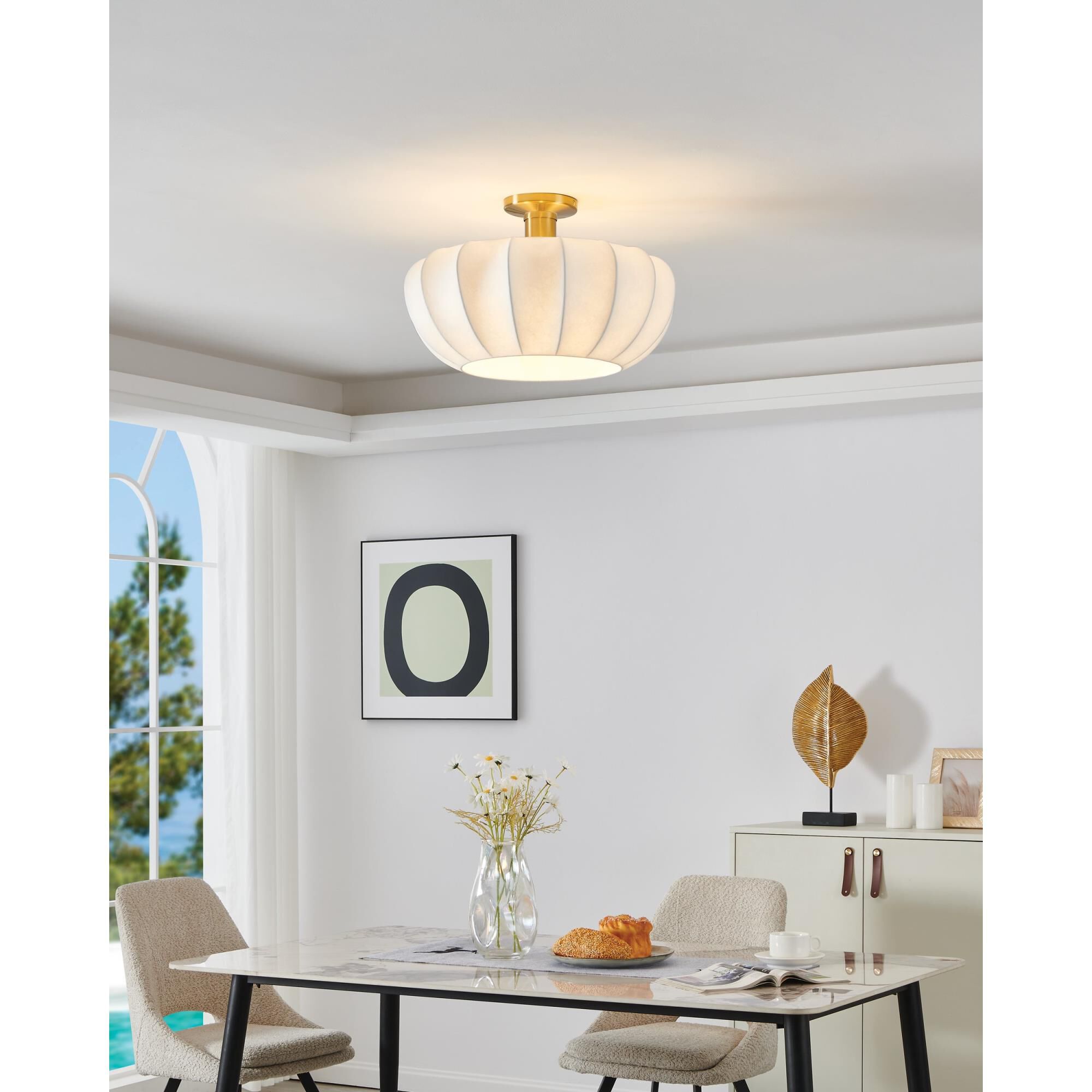Shown in Brushed Gold finish and White shade