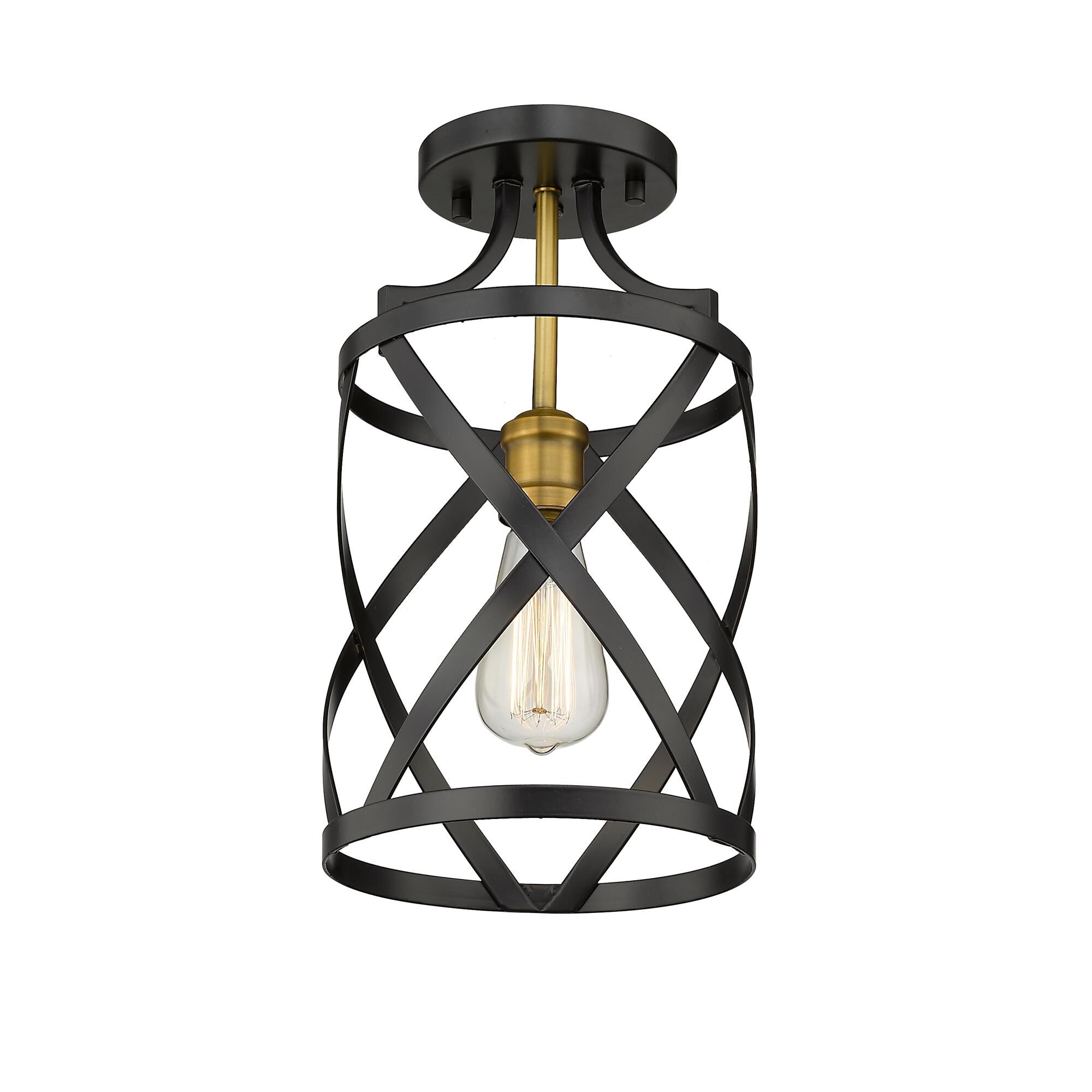 Shown in Matte Black + Olde Brass finish and --- glass and --- shade