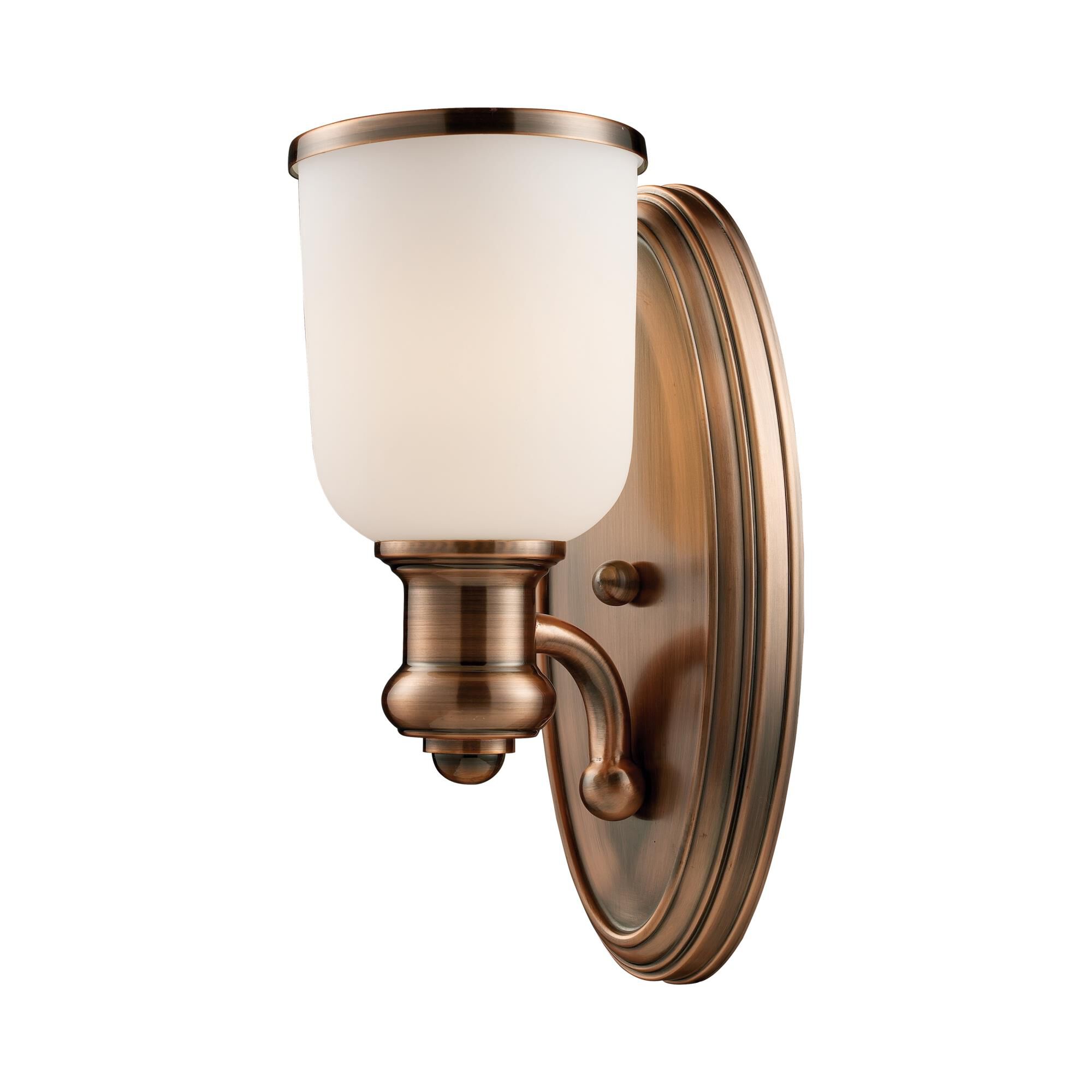 Shown in Antique Copper finish and White glass