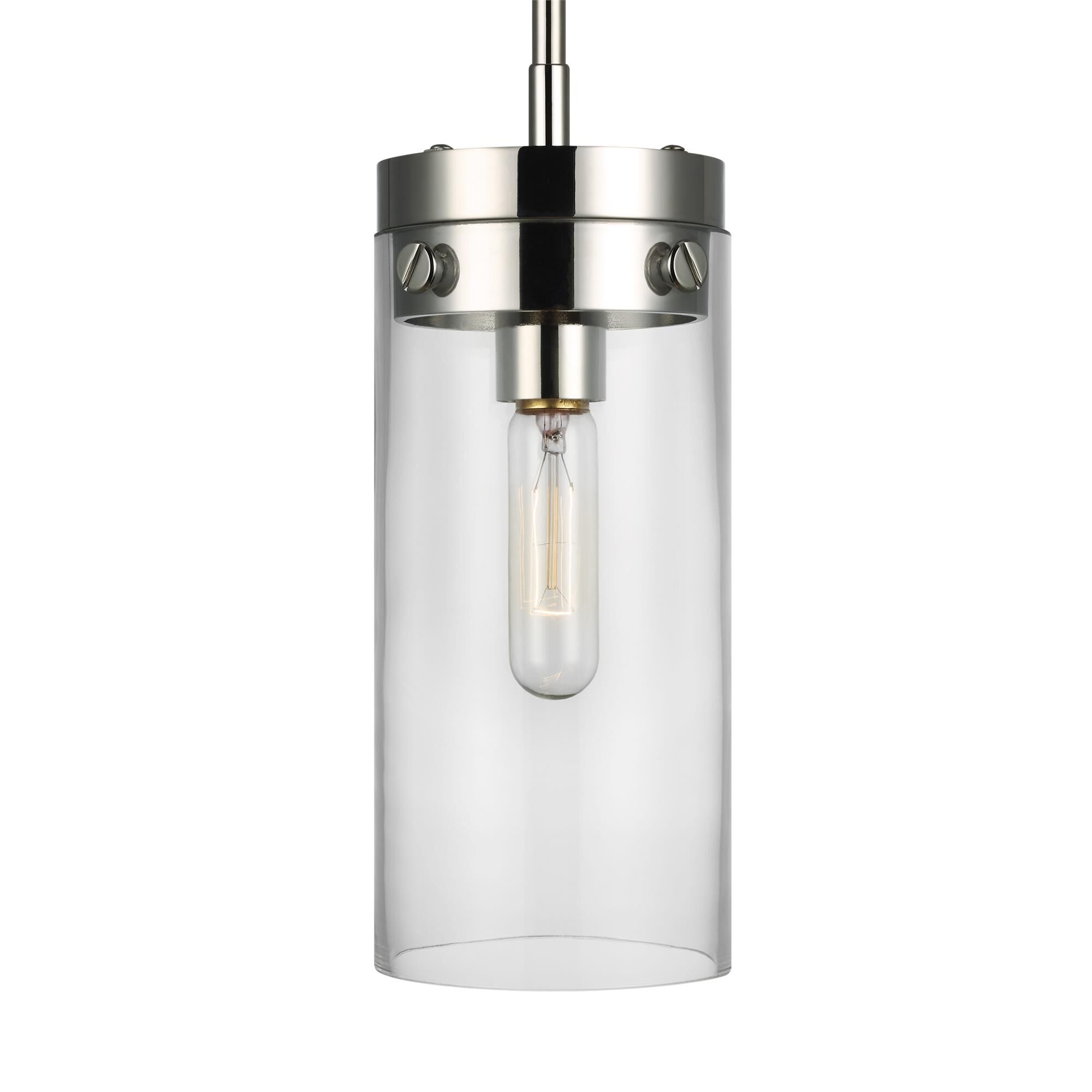Shown in Polished Nickel finish and Clear glass