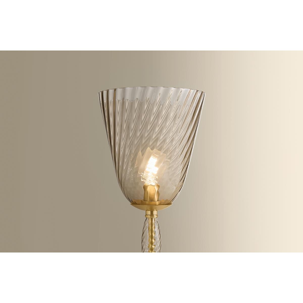 Shown in Aged Brass finish and Light Bronze with Optic  glass