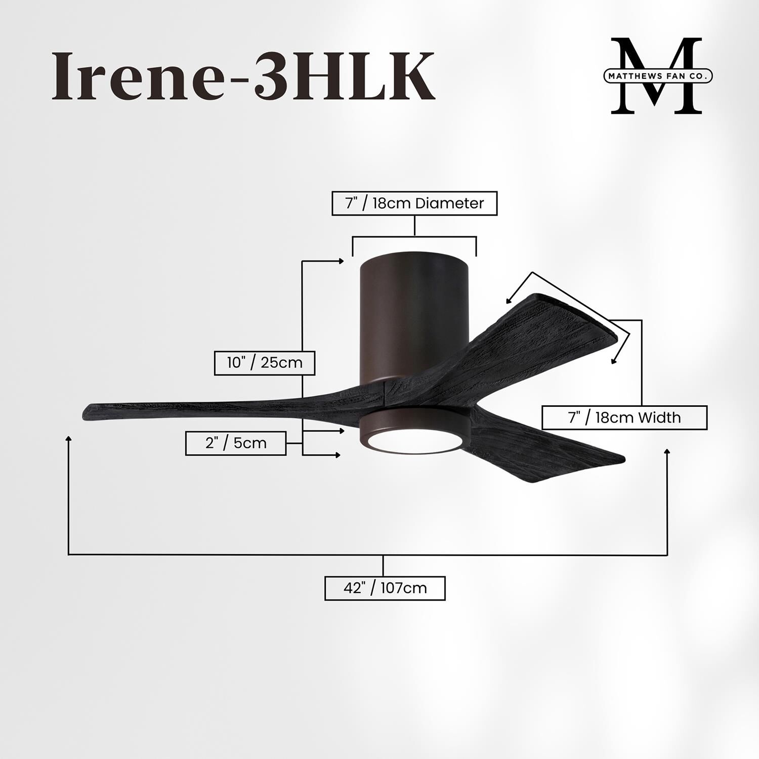 Irene 42 Inch Flush Mount Fan with Light Kit by Matthews Fan Company