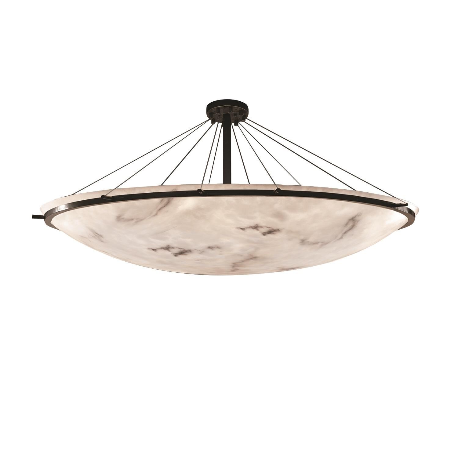 Shown in Dark Bronze finish and Faux Alabaster Resin glass and Round Bowl accent