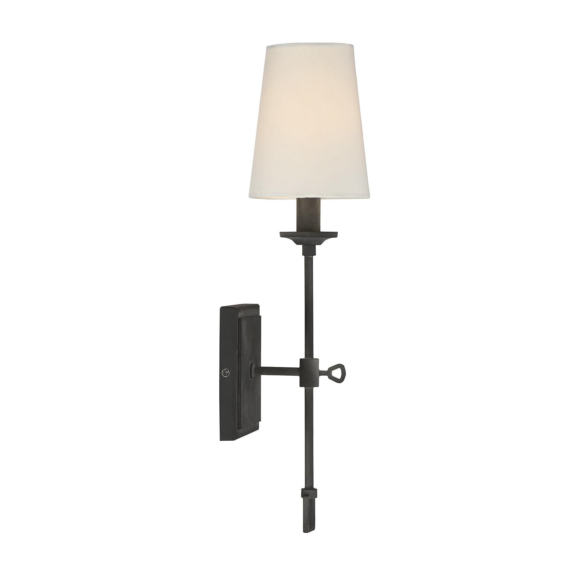 Shown in Oxidized Black finish and Fabric shade