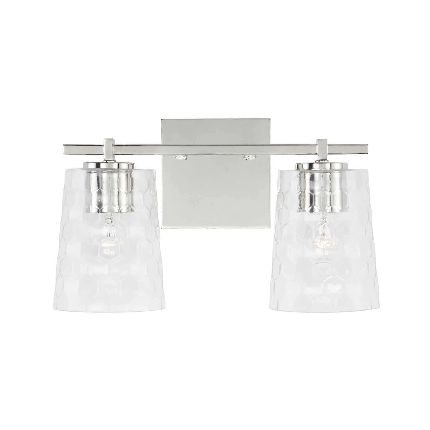 Shown in Polished Nickel finish and Clear Honeycomb glass