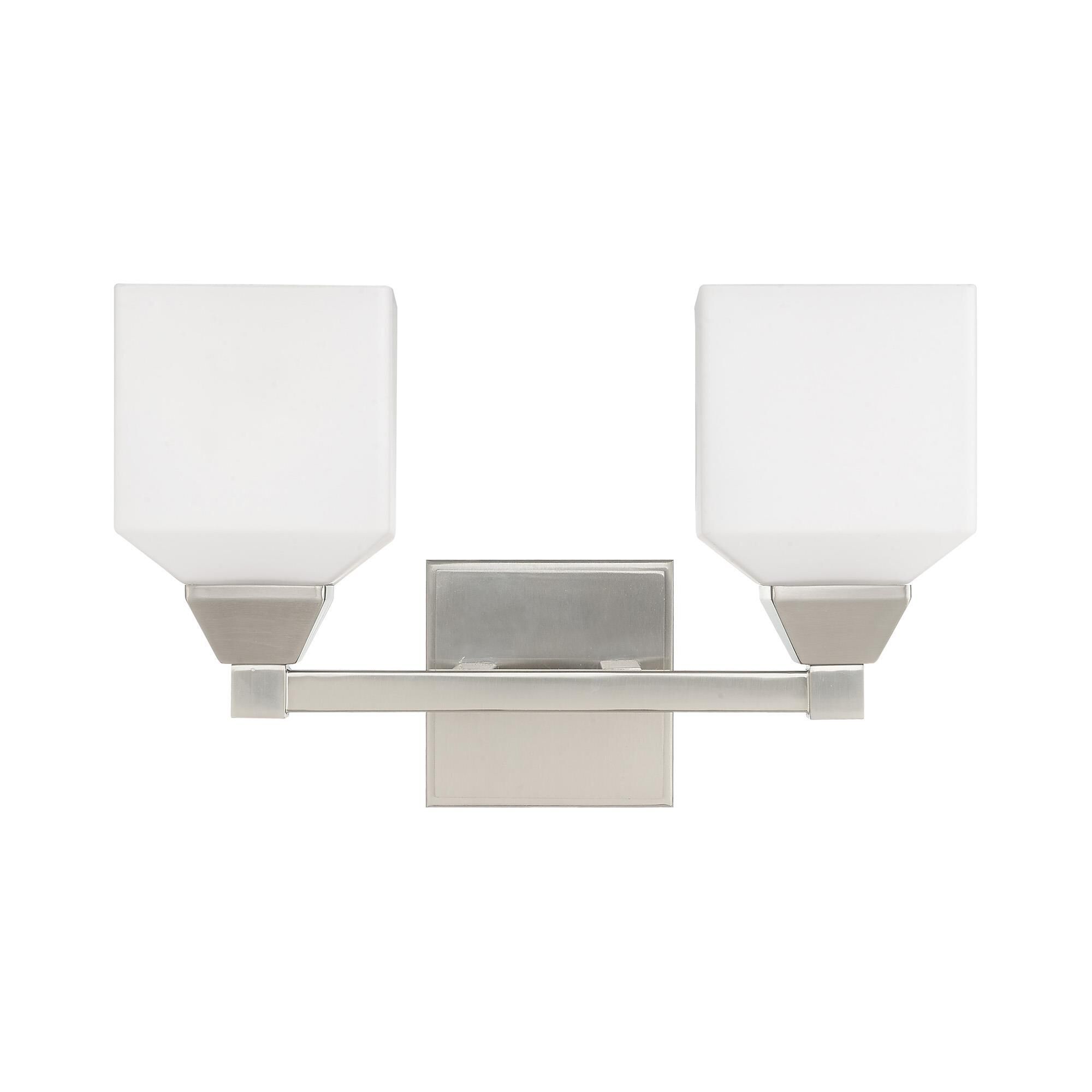 Shown in Brushed Nickel finish and Hand Blown Satin Opal White glass