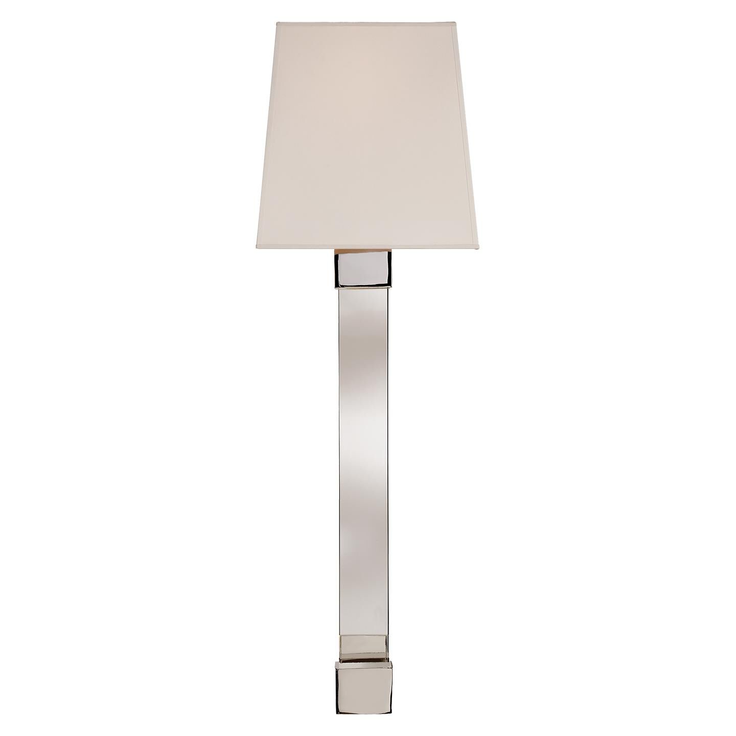 Shown in Crystal With Polished Nickel finish and Silk Rectangle Shield shade