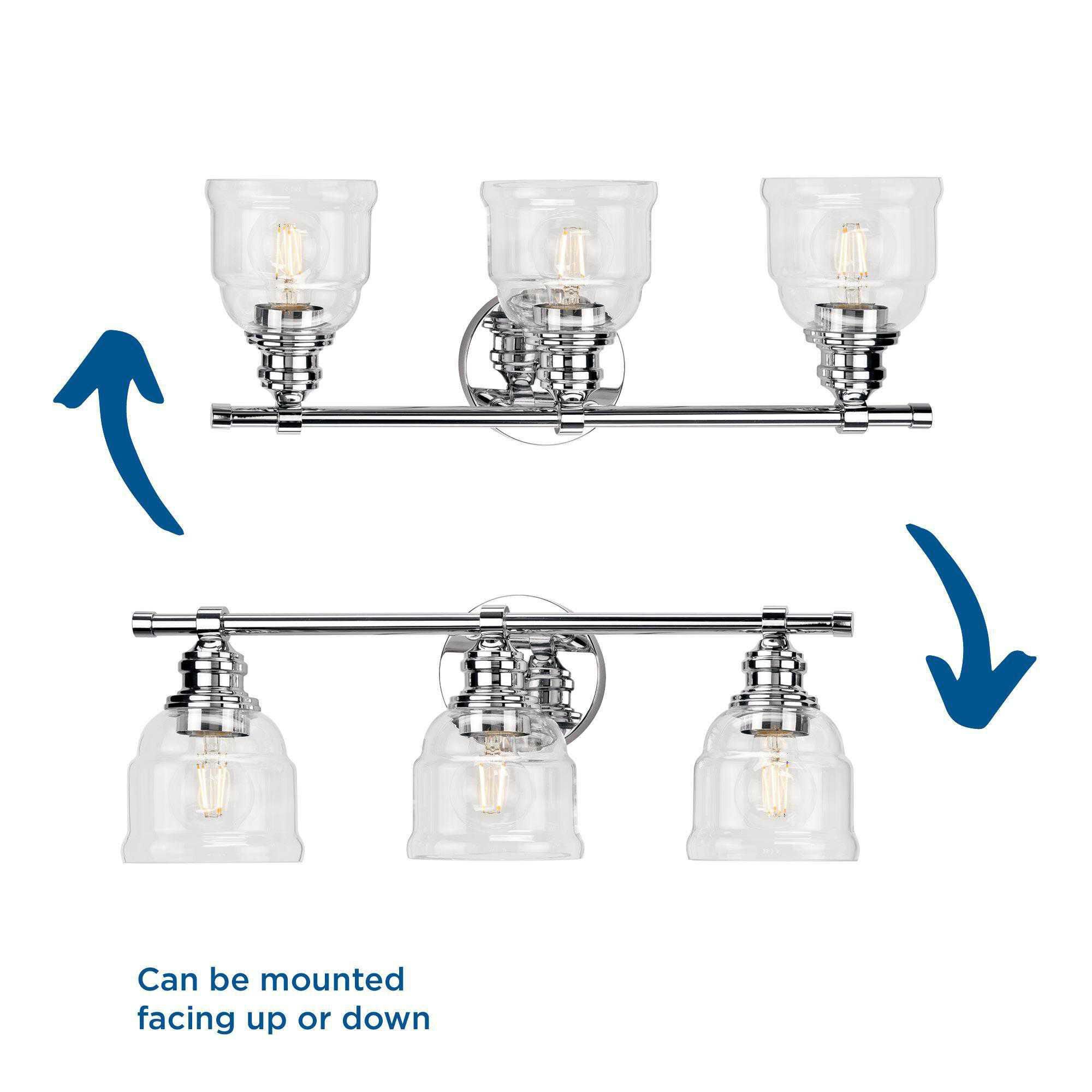 Shown in Polished Chrome finish and Clear glass