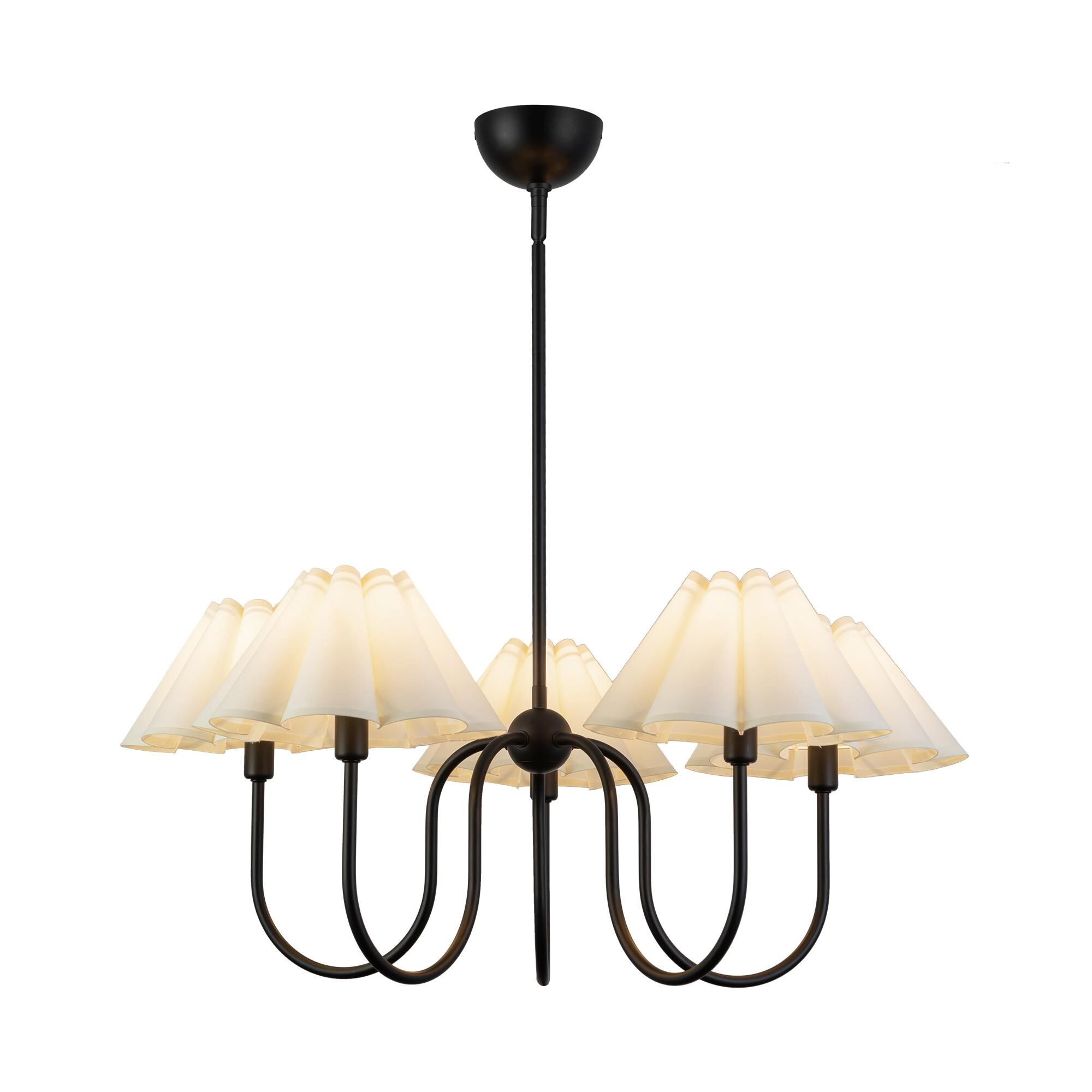 Shown in Matte Black finish and White Folded Linen shade