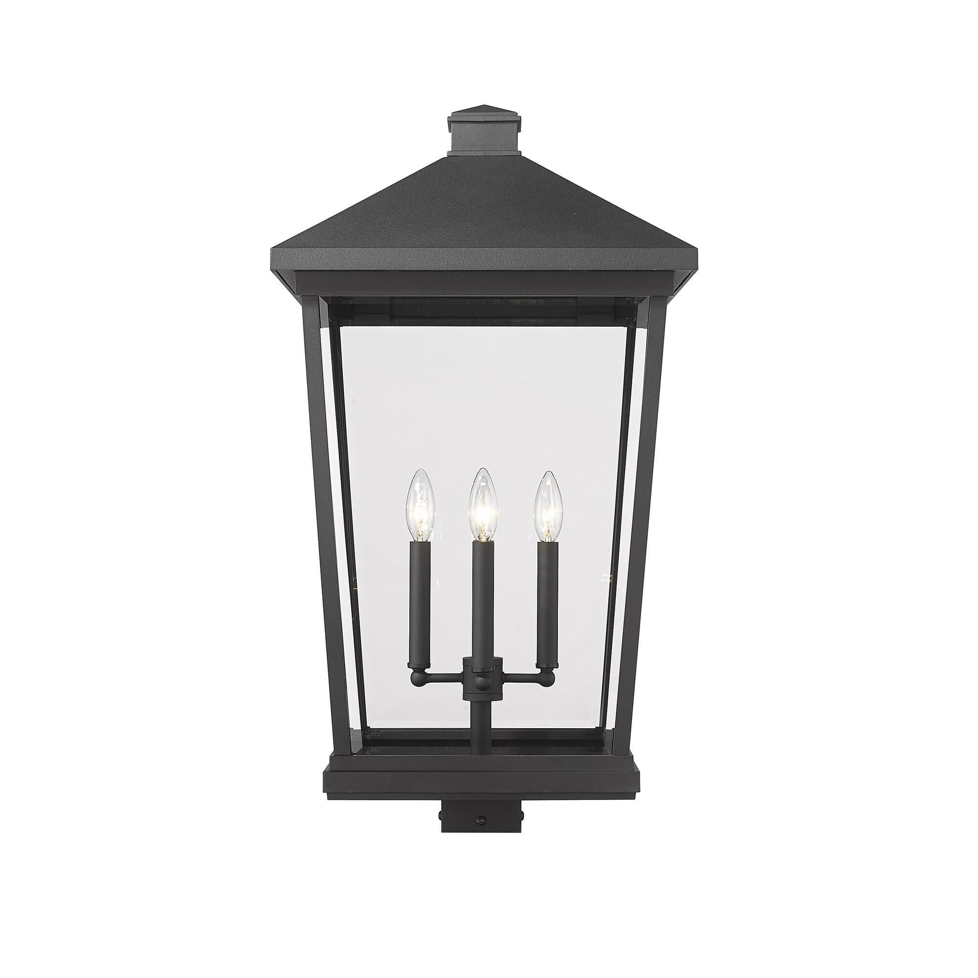 Shown in Black finish and Glass shade
