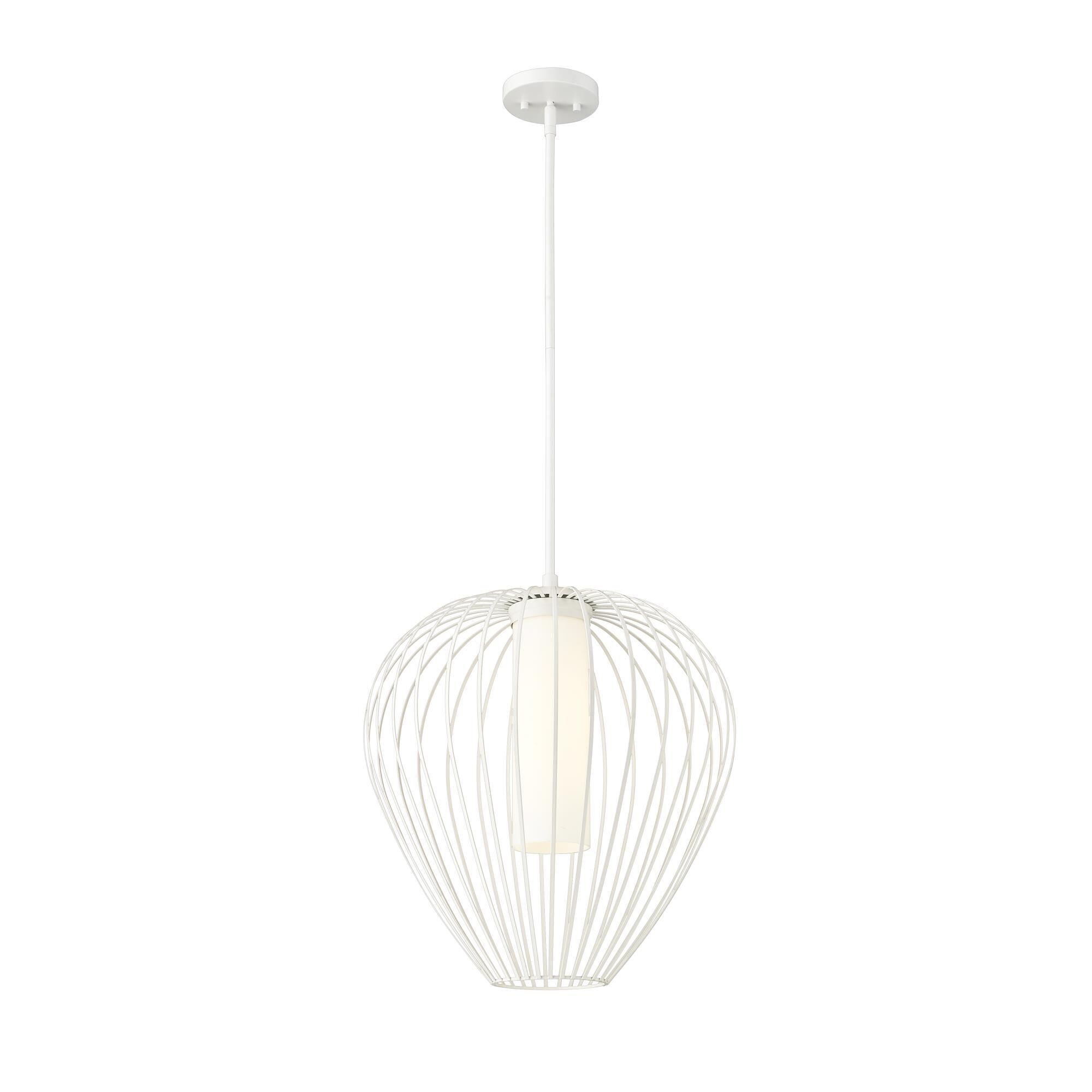 Shown in Textured White finish and White Opal glass and White Opal shade