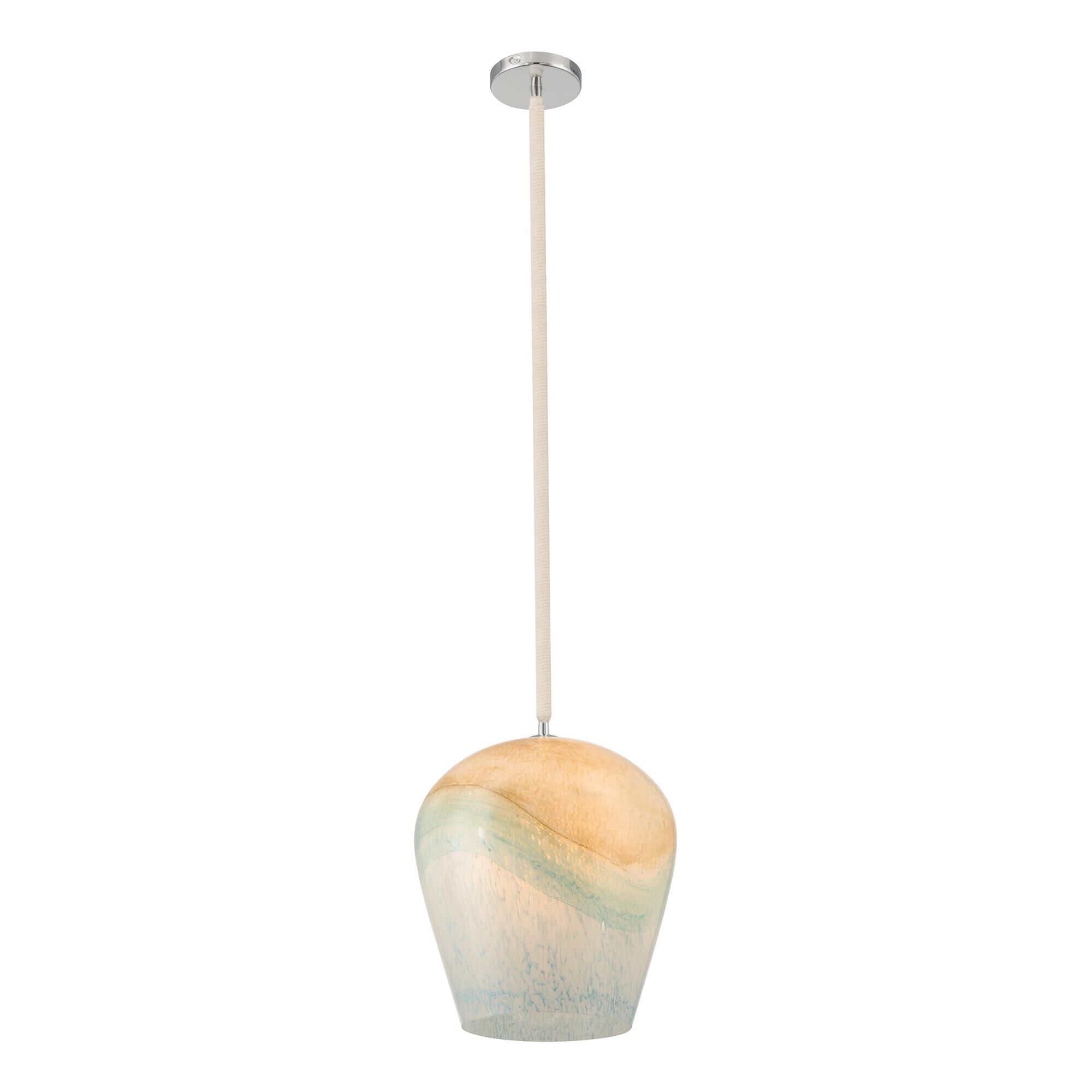 Shown in Polished Nickel finish and Blue Hue glass