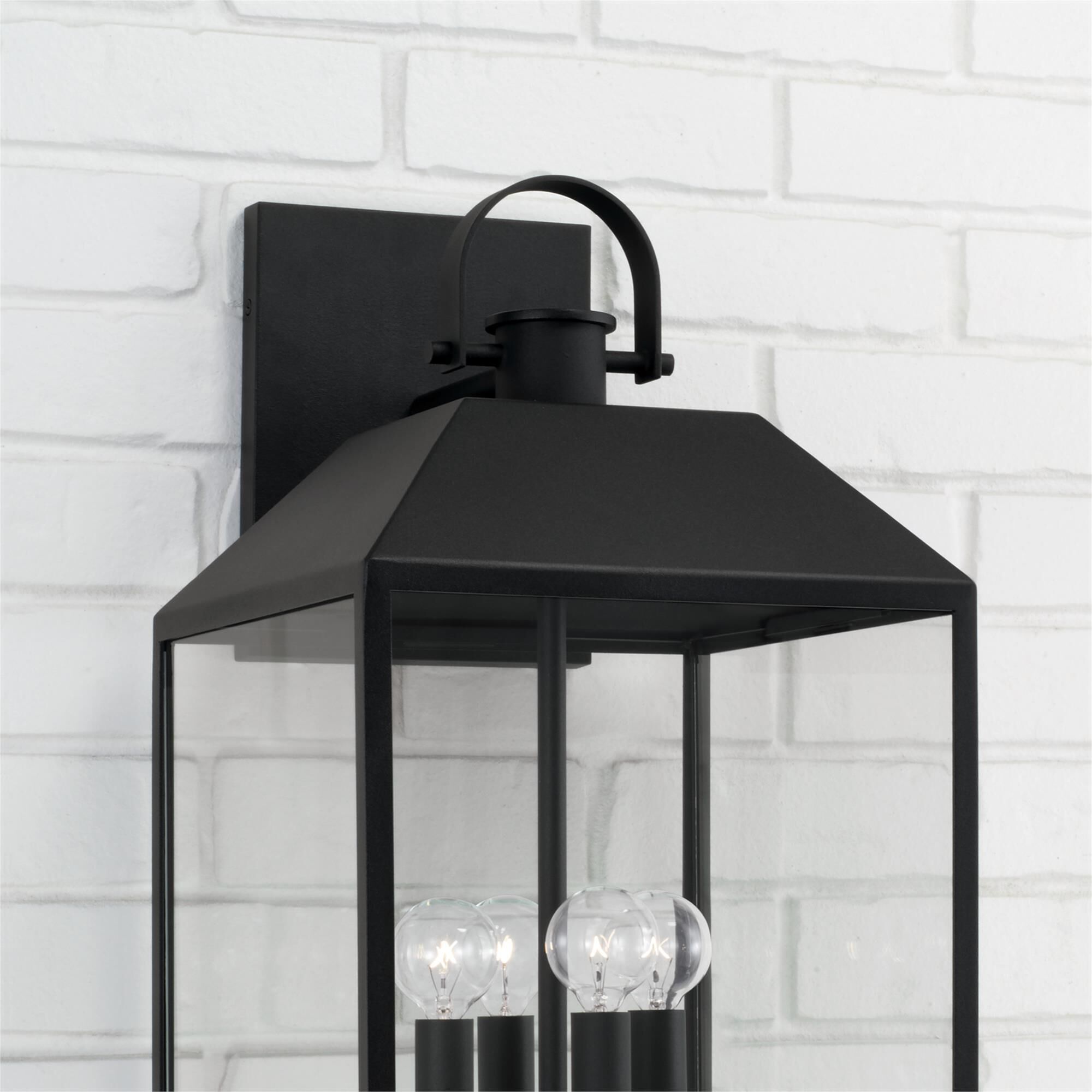 Shown in Black finish and Clear glass