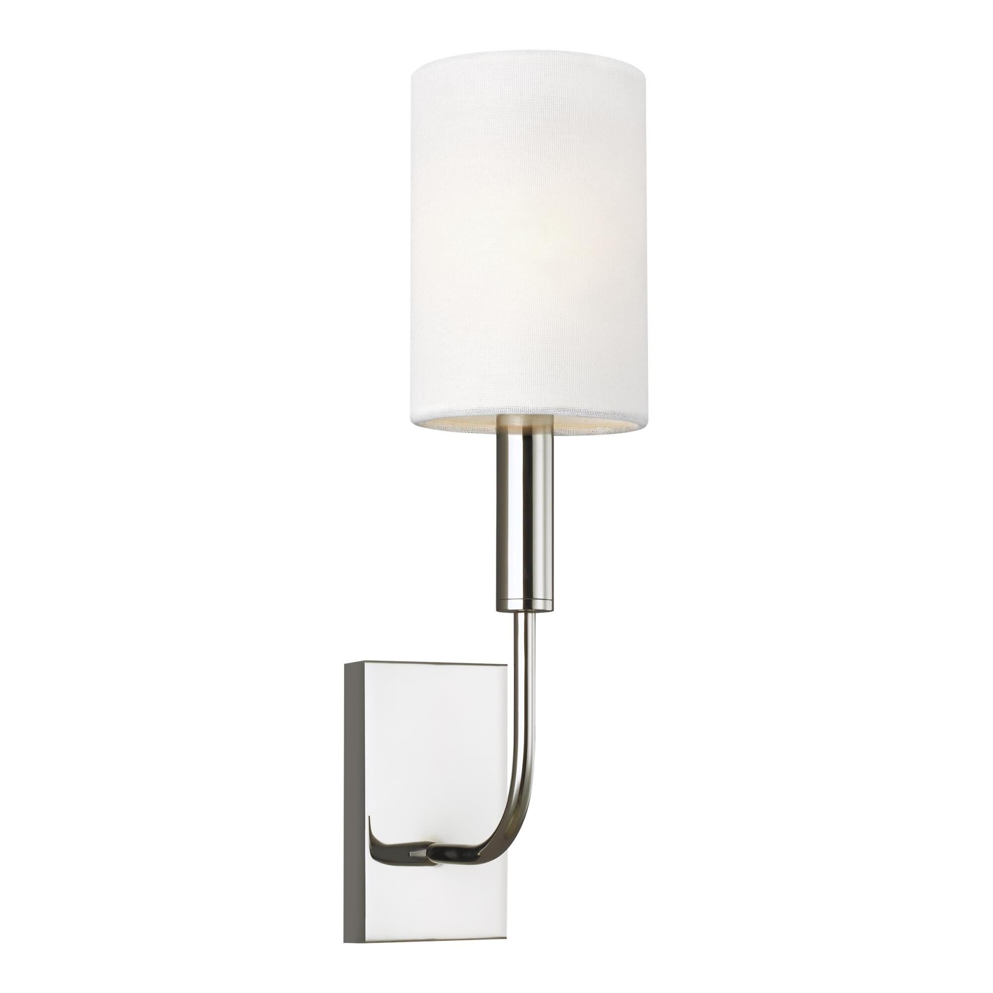 Shown in Polished Nickel finish and White Linenlinen shade