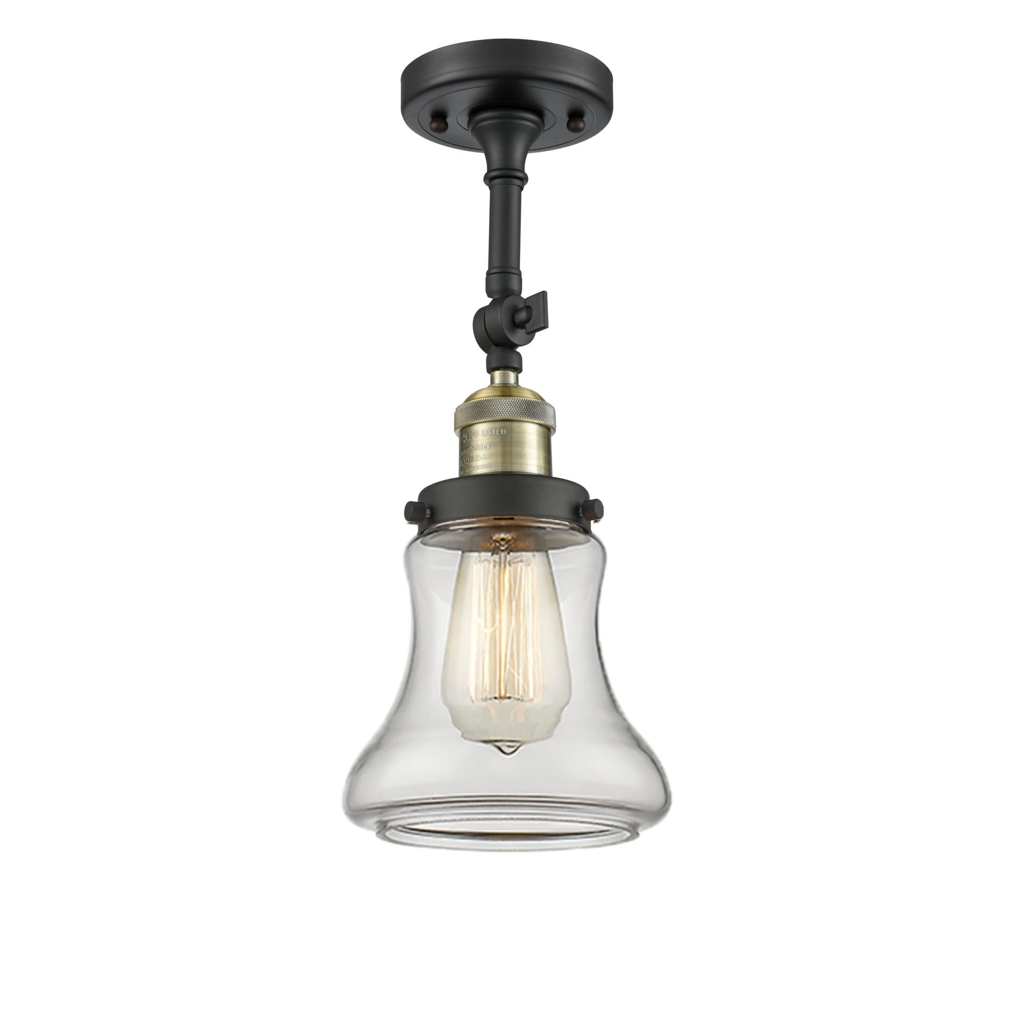 Shown in Black Antique Brass finish and Clear glass