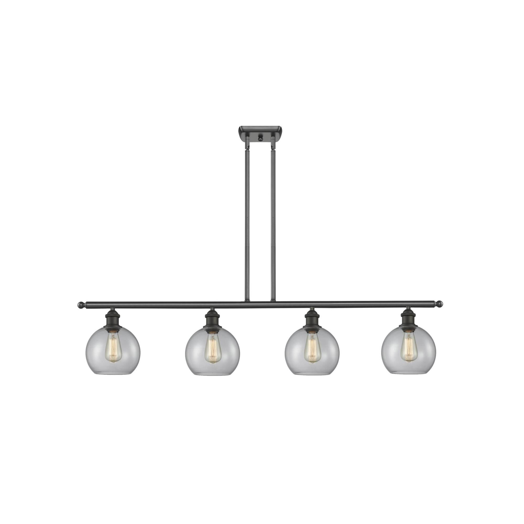 Shown in Oil Rubbed Bronze finish and Clear Globe glass