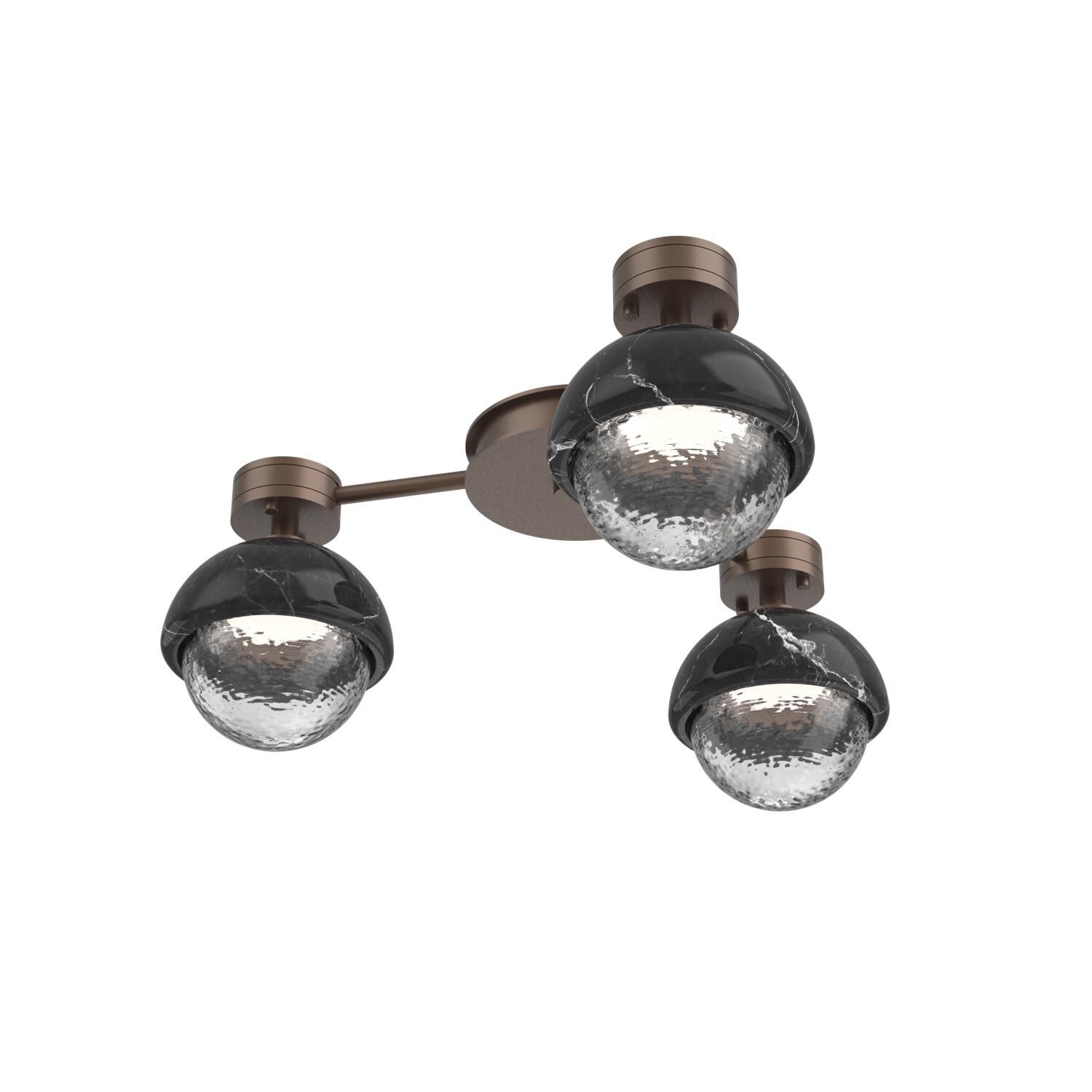 Shown in Burnished Bronze finish and Clear glass and Black Marble accent