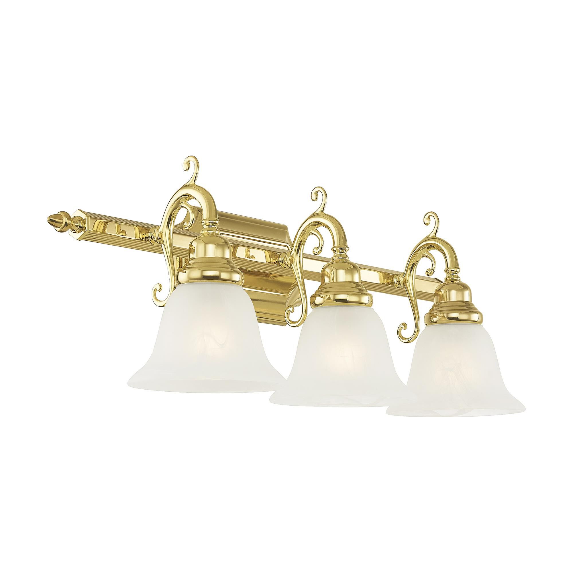 Shown in Polished Brass finish and White Alabaster glass