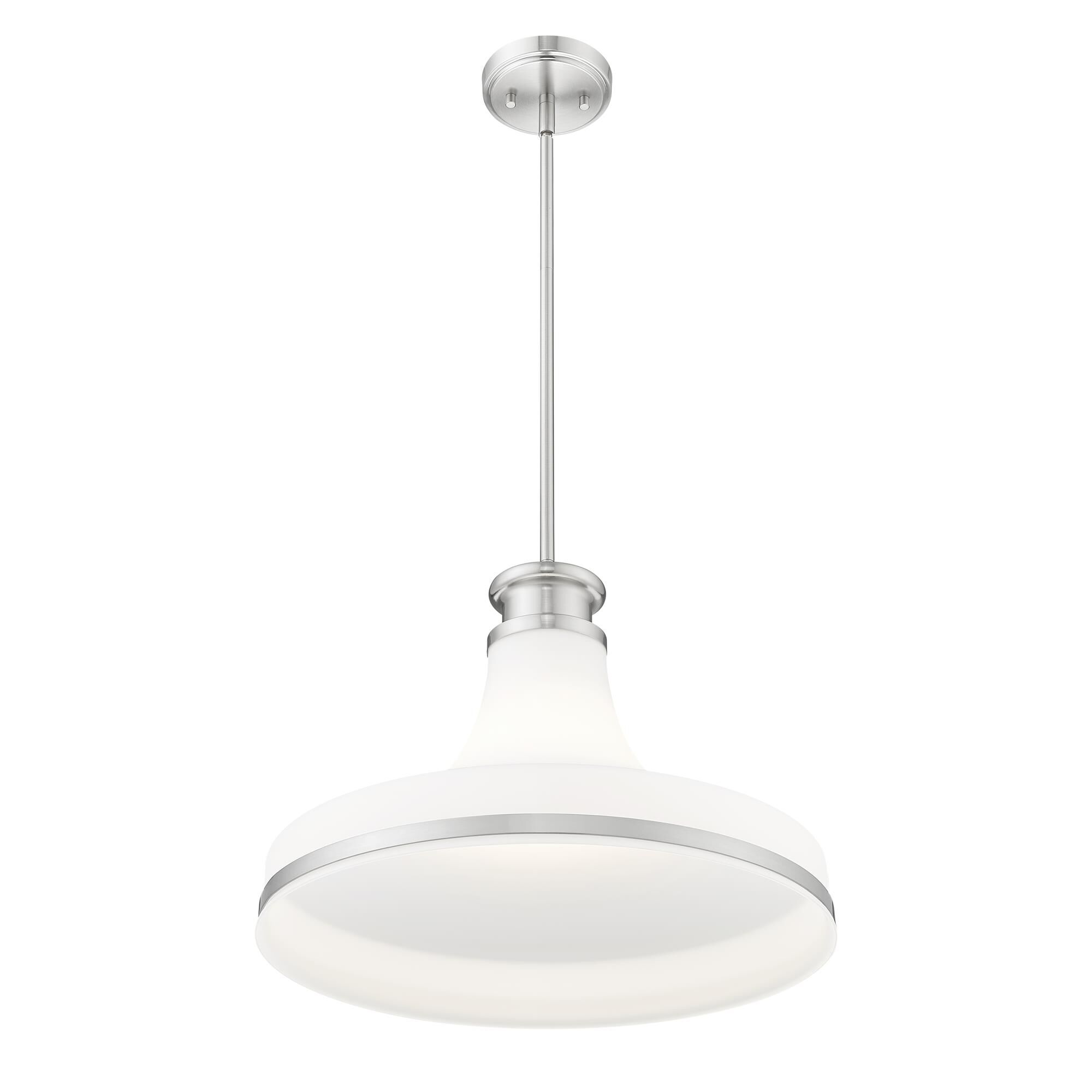 Shown in Brushed Nickel finish and Matte Opal glass