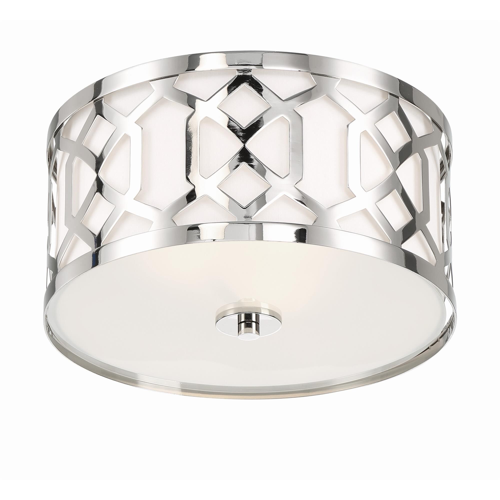 Shown in Polished Nickel finish and Silk glass and White shade