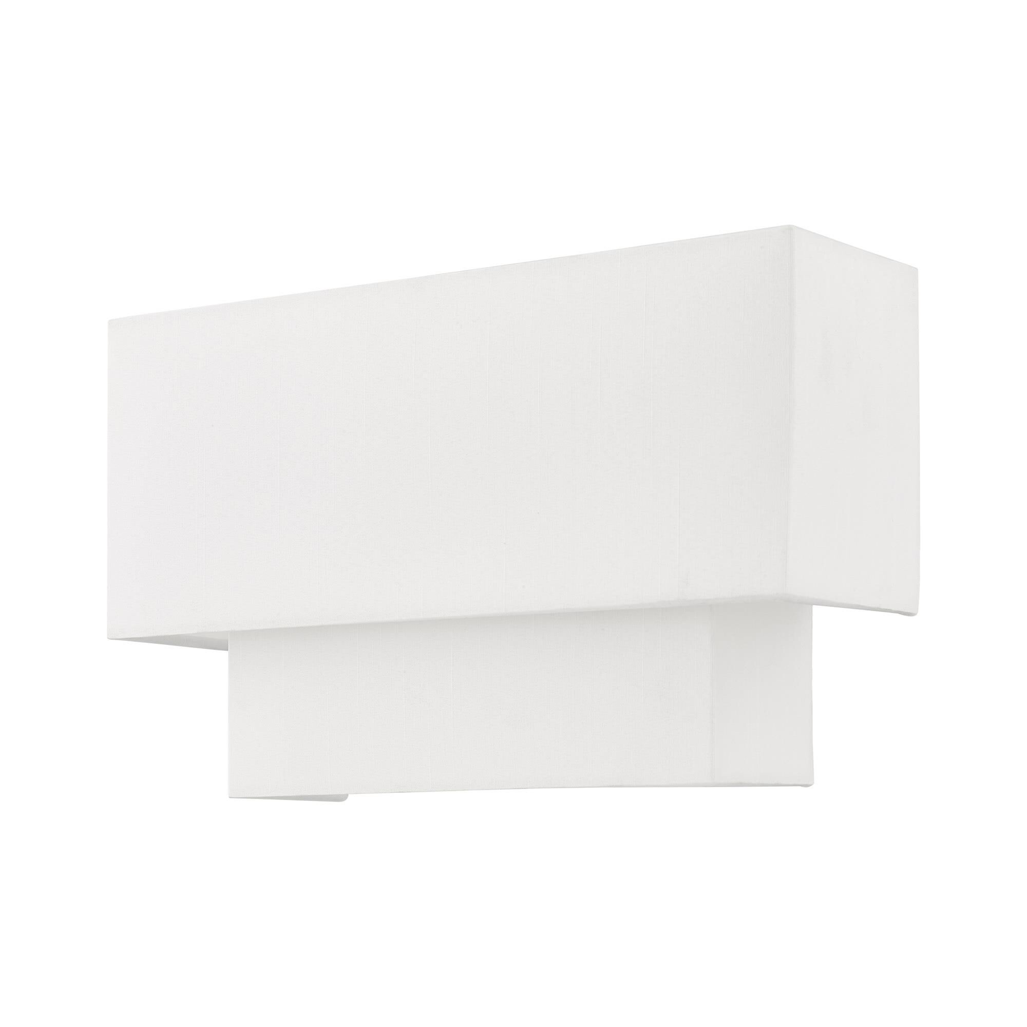 Shown in Brushed Nickel finish and Hand Crafted Off-White Fabric Outside & White Fabric Inside Hardback shade